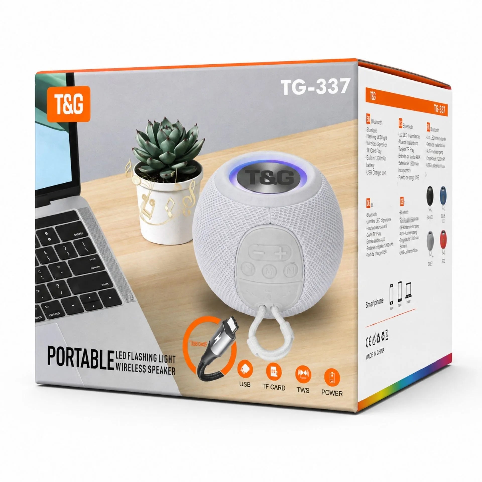Parlante Portátil Recargable Bluetooth 5W Con TWS Y Luz LED T&G TG-337
