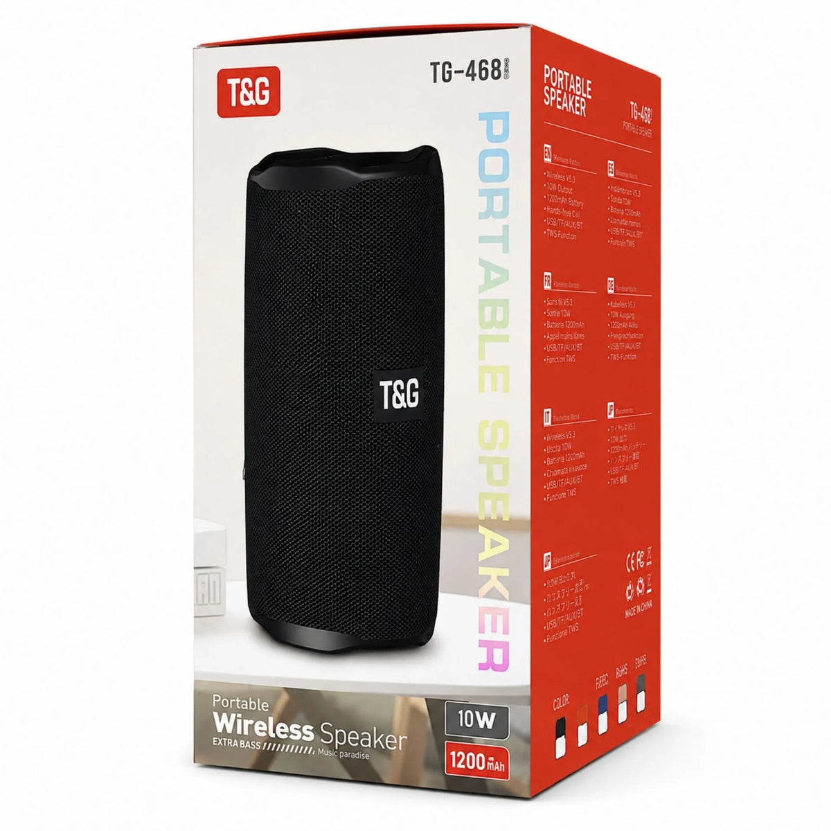 Parlante Portátil Recargable Bluetooth 10W Con Manos Libres T&G TG-468