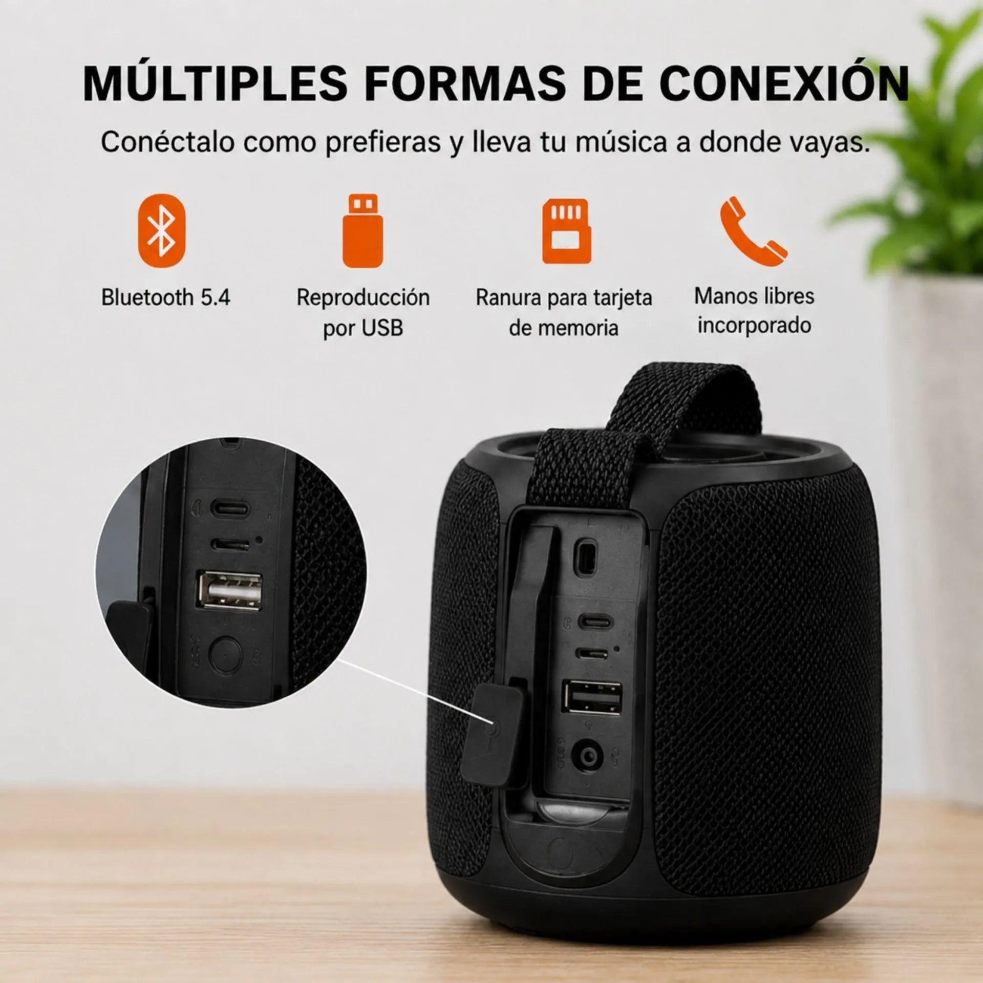 Parlante Portátil Bluetooth 5.4 15W Con Luz RGB T&G TG-486 MINI