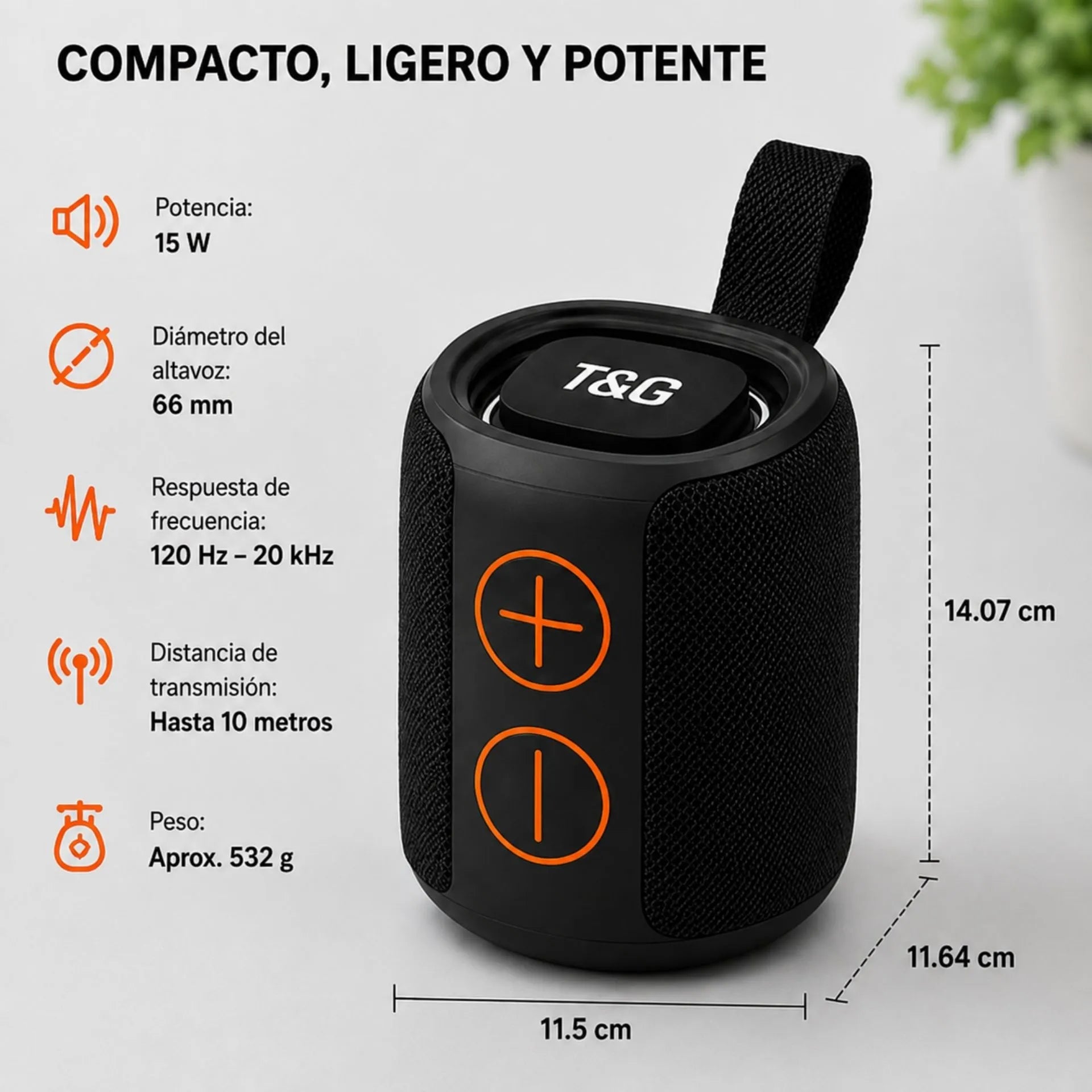 Parlante Portátil Bluetooth 5.4 15W Con Luz RGB T&G TG-486 MINI