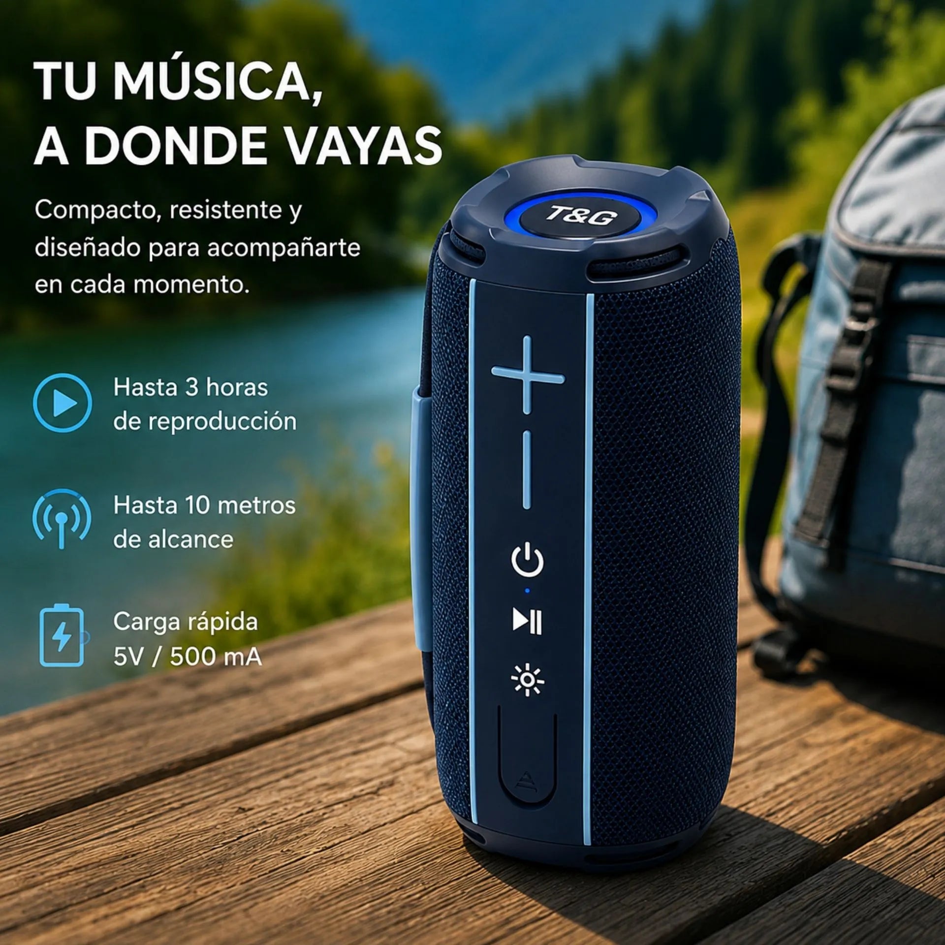 Parlante Portátil Recargable Bluetooth 10W T&G TG696
