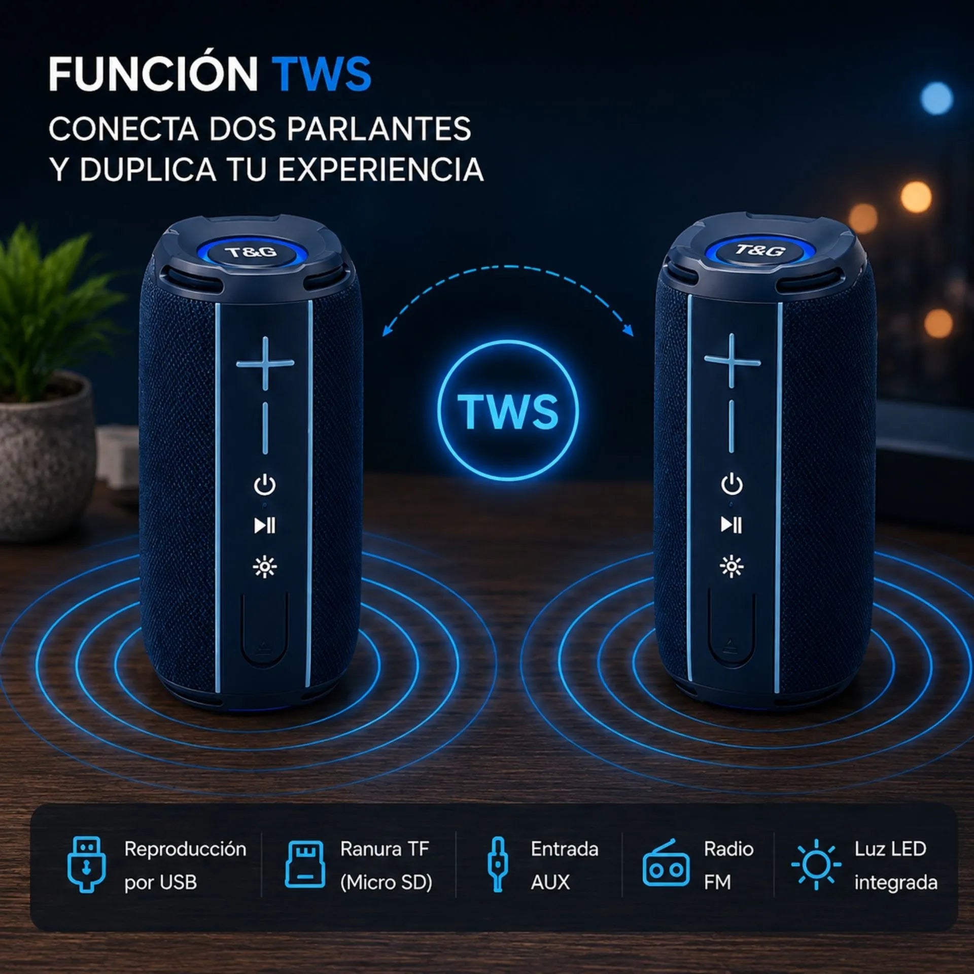 Parlante Portátil Recargable Bluetooth 10W T&G TG696