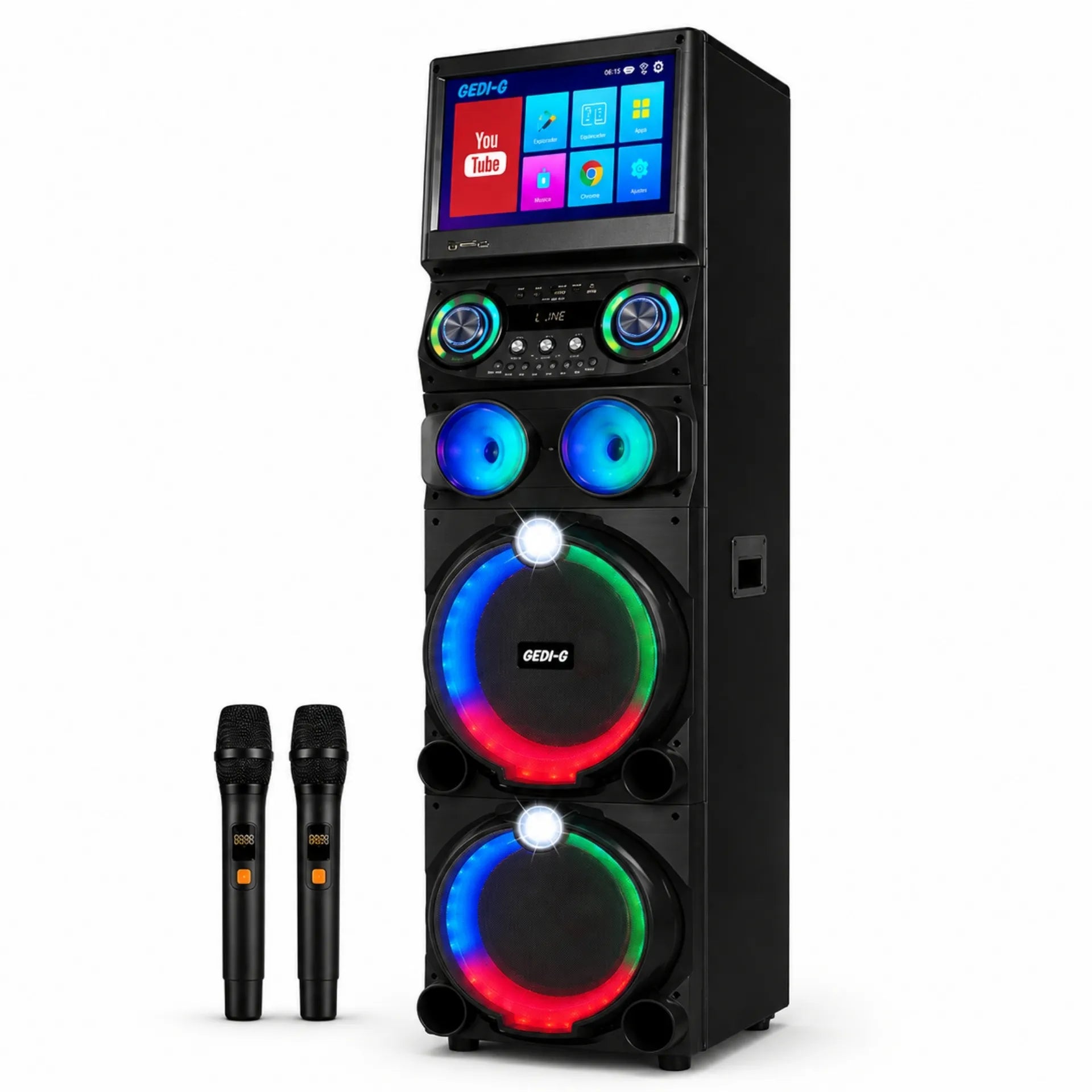 Parlante Torre Android Bluetooth Doble 12 Pulgadas Con Pantalla Táctil GD-1419