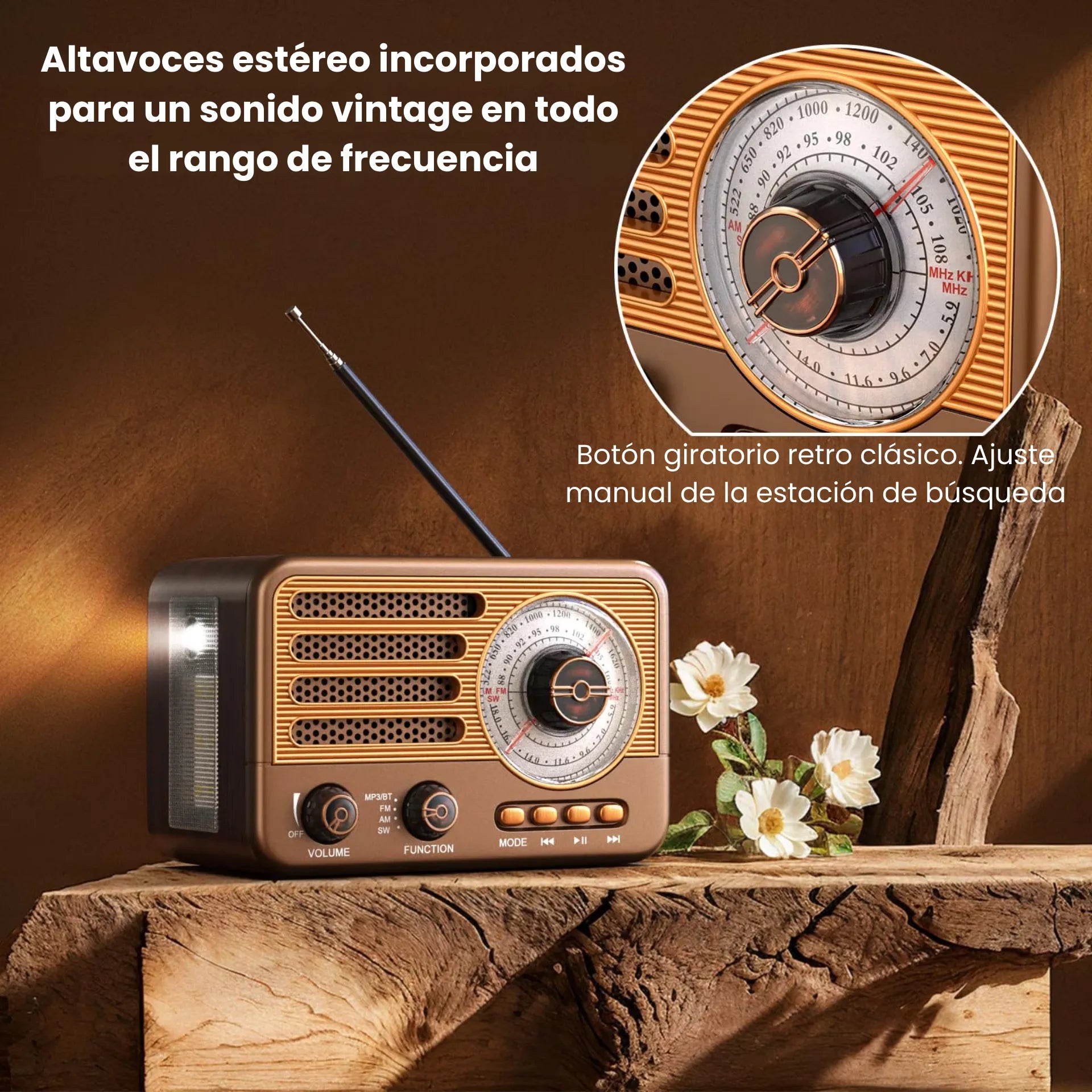 Radio Parlante Beck Play Vintage Recargable Con Radio FM/AM/SW BP-RV179BT