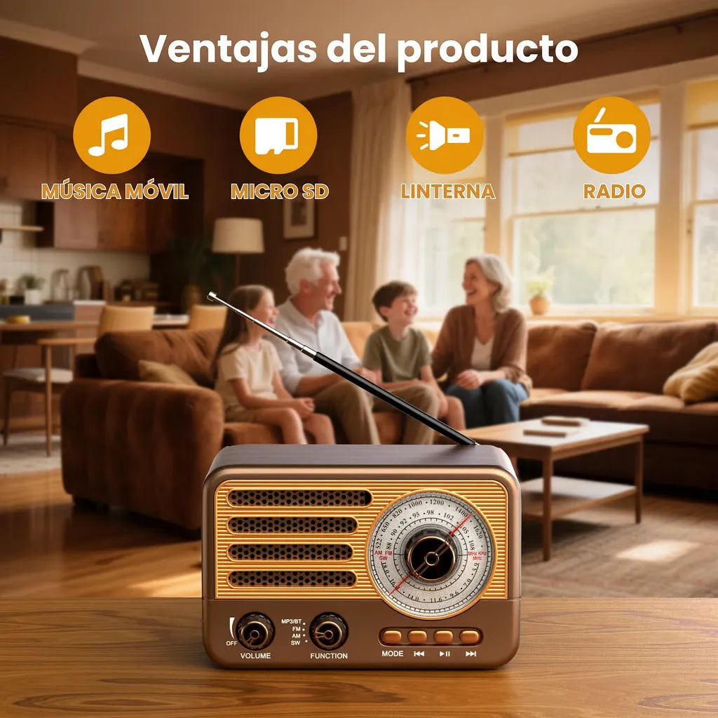 Radio Parlante Beck Play Vintage Recargable Con Radio FM/AM/SW BP-RV179BT