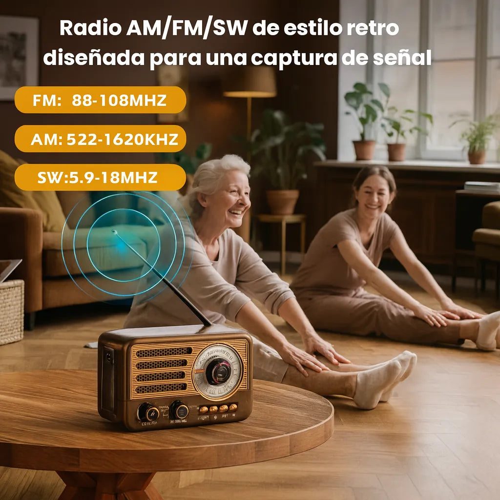 Radio Parlante Beck Play Vintage Recargable Con Radio FM/AM/SW BP-RV179BT
