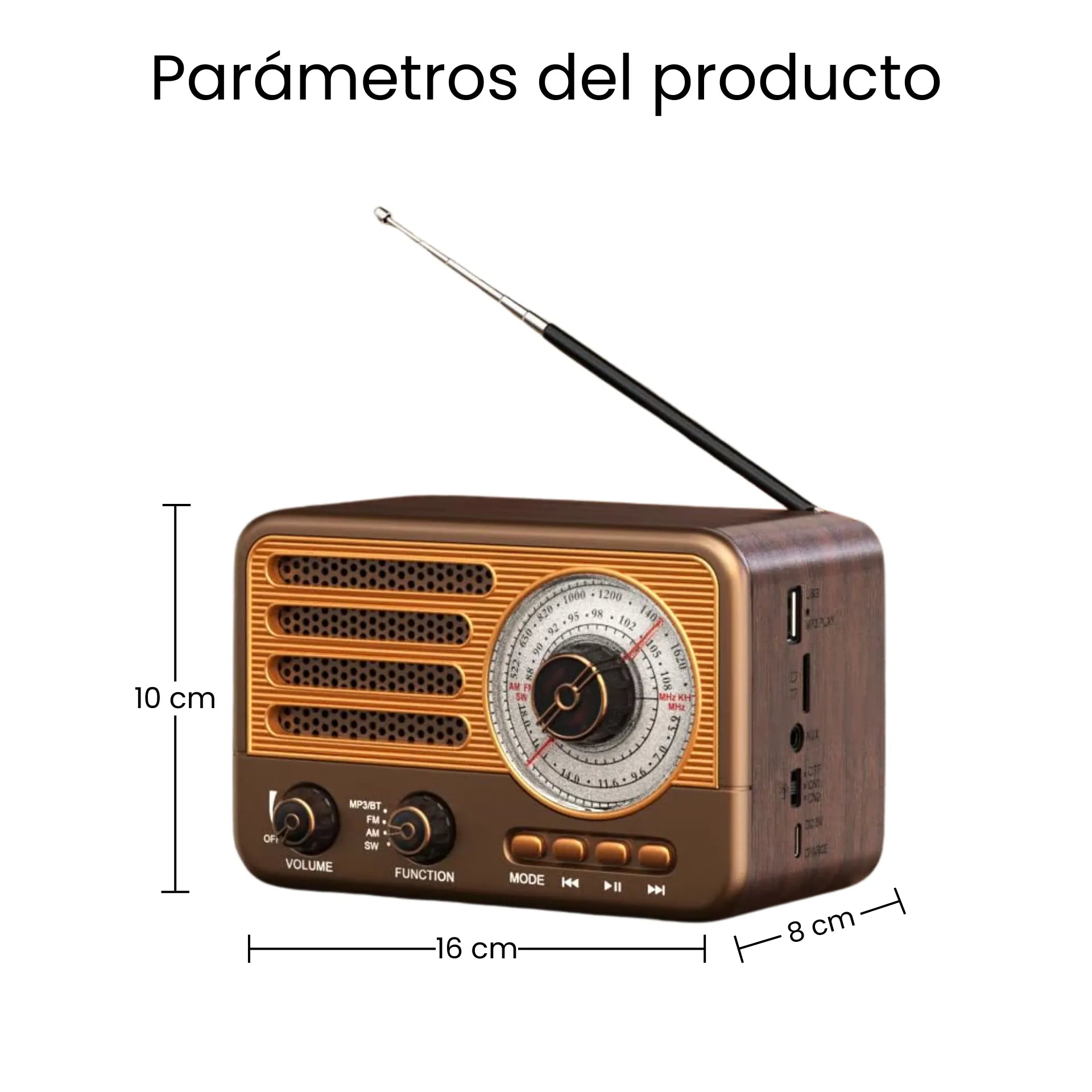 Radio Parlante Beck Play Vintage Recargable Con Radio FM/AM/SW BP-RV179BT