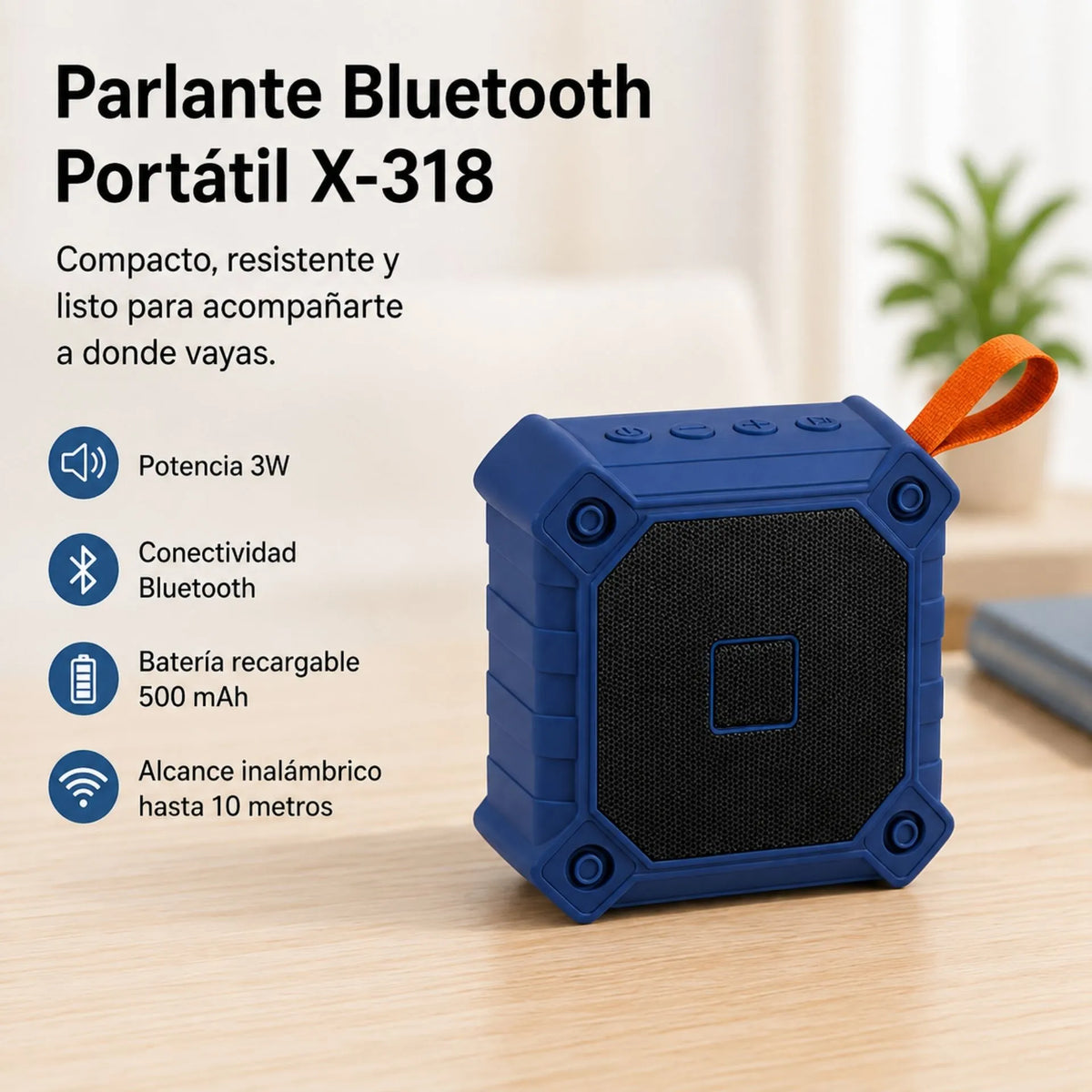 Parlante Bluetooth Portátil 3W Con Función TWS, USB Y TF X-318