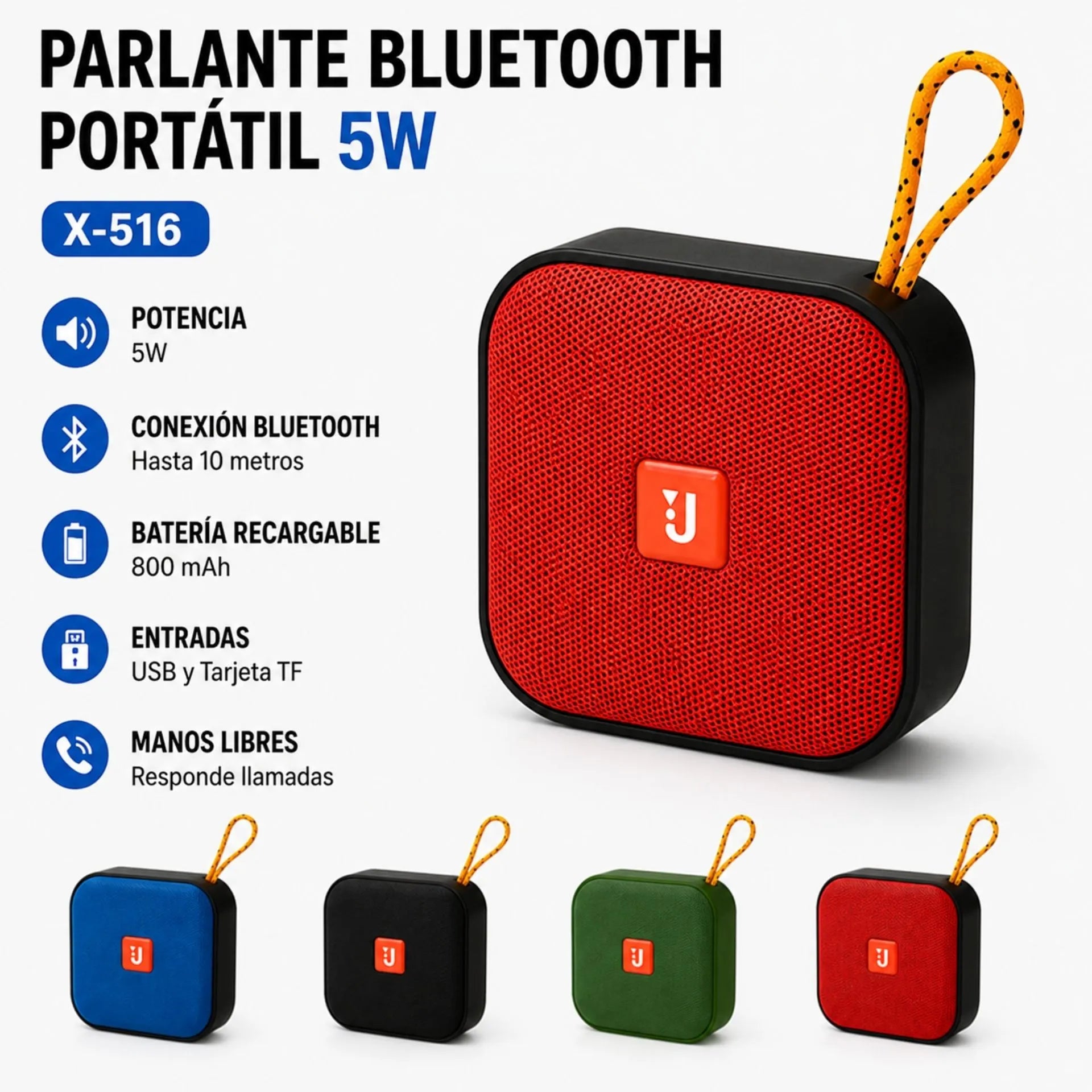 Parlante Bluetooth Portátil 5W Con USB Y TF X-516