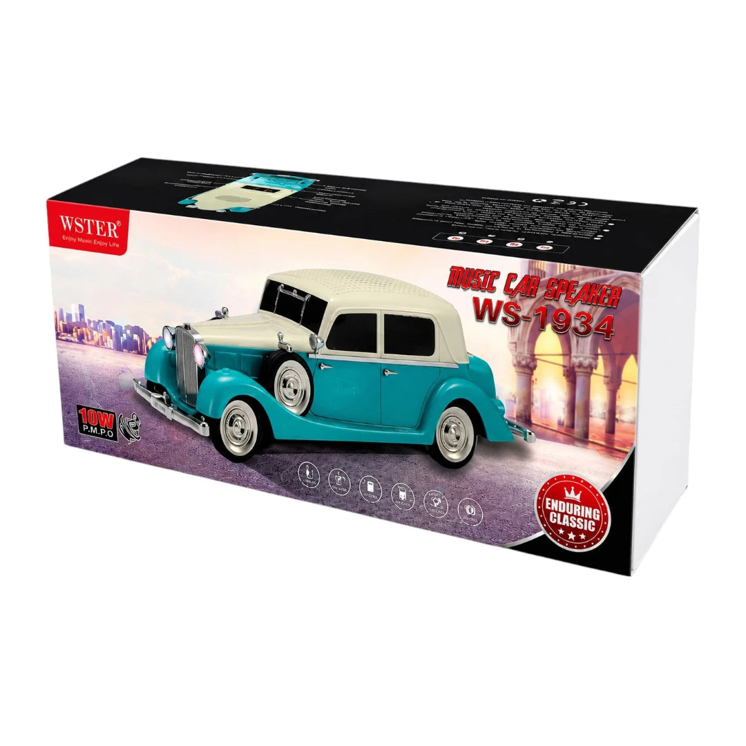 Parlante Bluetooth Retro Tipo Automóvil Con Luces RGB y Sonido Estéreo WS-1934