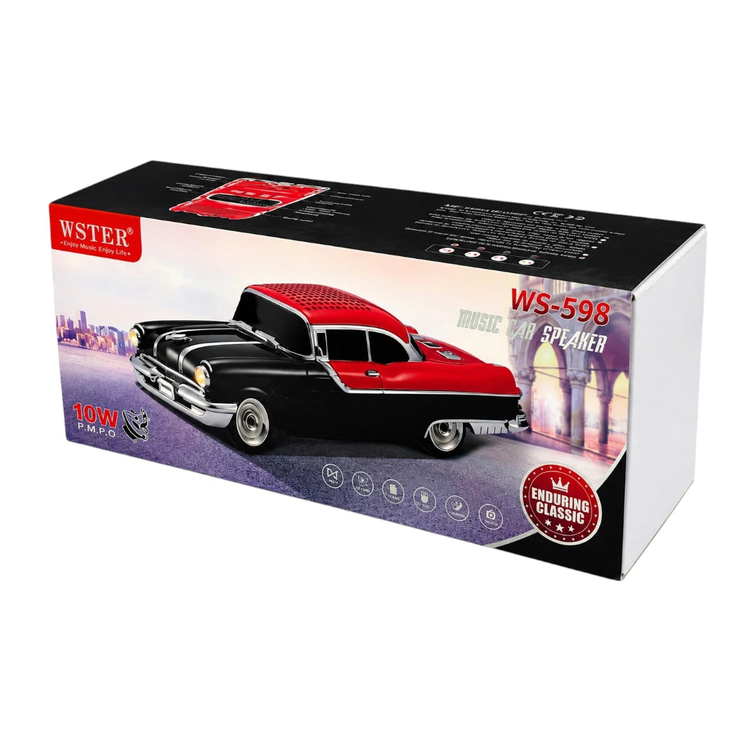 Parlante Bluetooth Retro Tipo Auto Clásico Con Luces LED WS-598