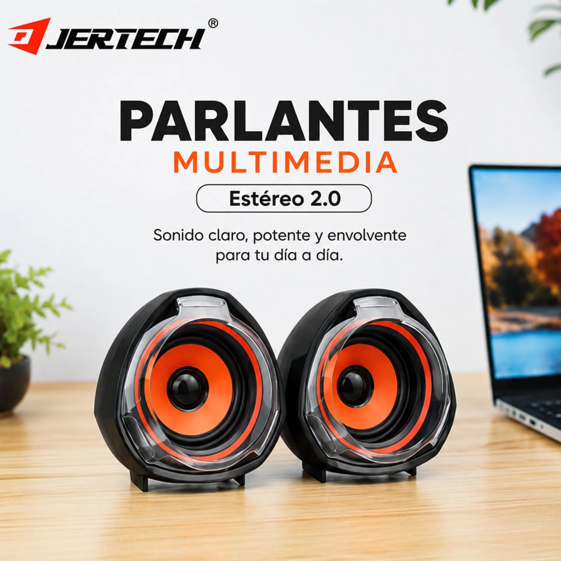 Parlantes Multimedia USB 2.0 Estéreo 10W para Computador Jertech S1