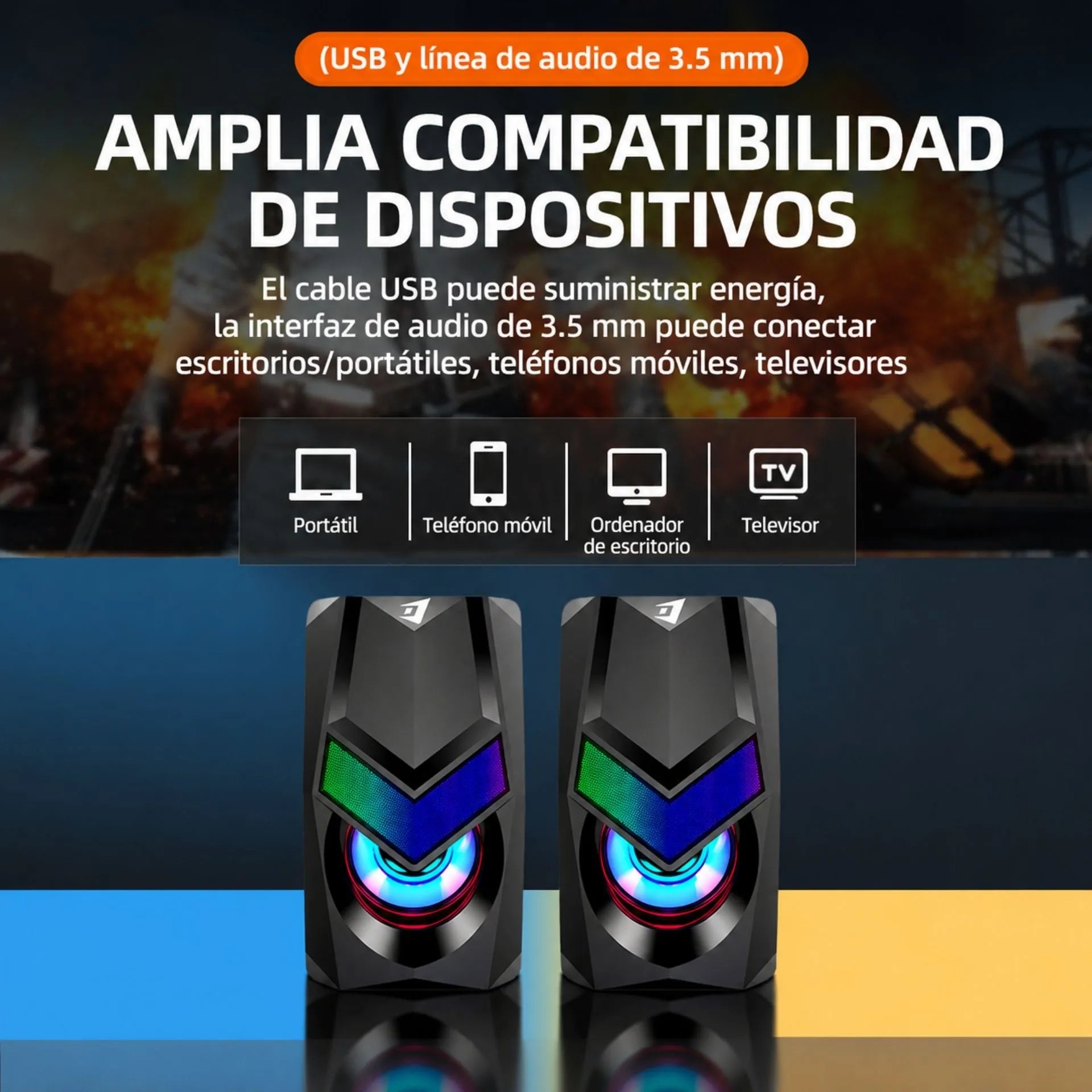 Parlantes Multimedia USB 2.0 Gamer Estéreo 10W para Computador Jertech S3