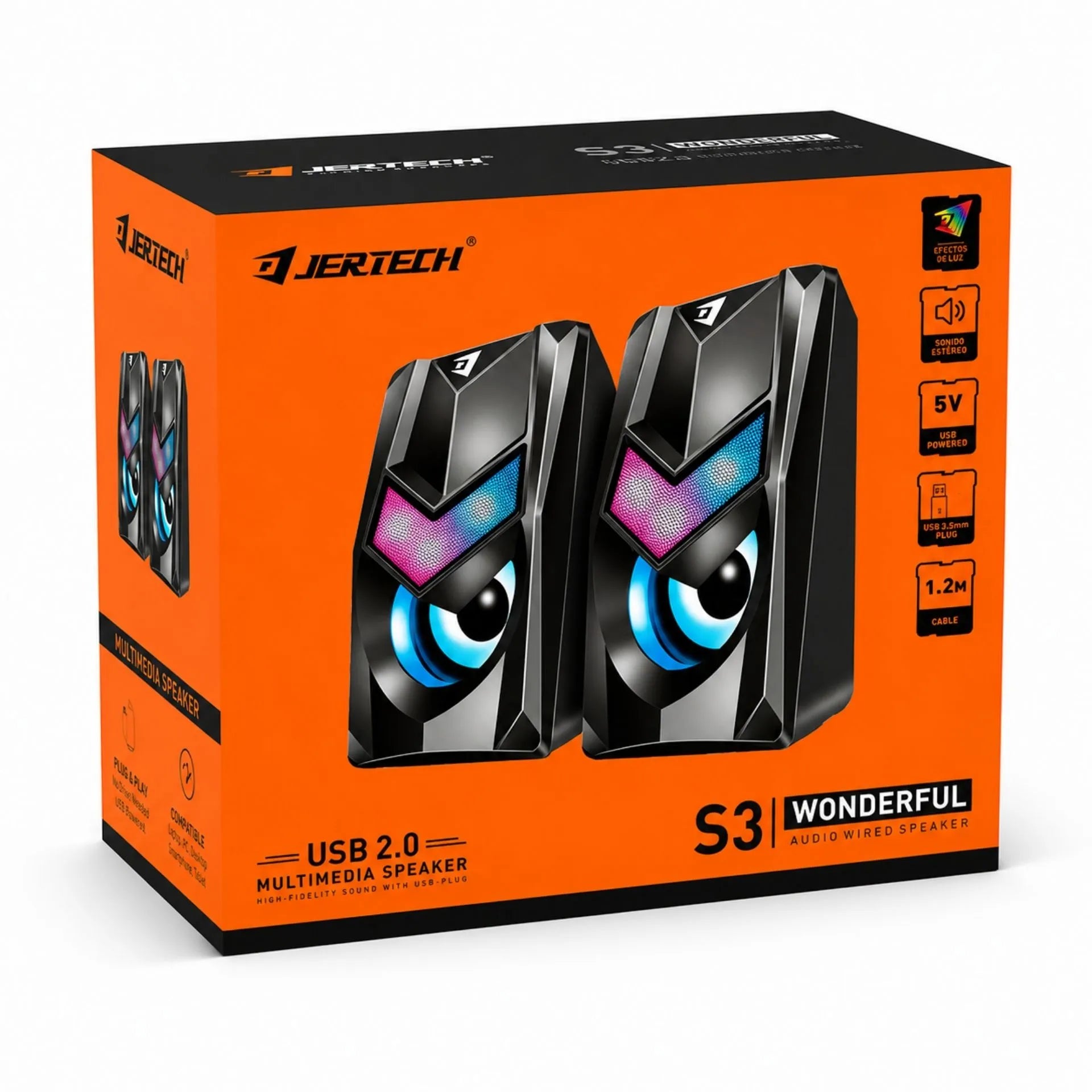 Parlantes Multimedia USB 2.0 Gamer Estéreo 10W para Computador Jertech S3