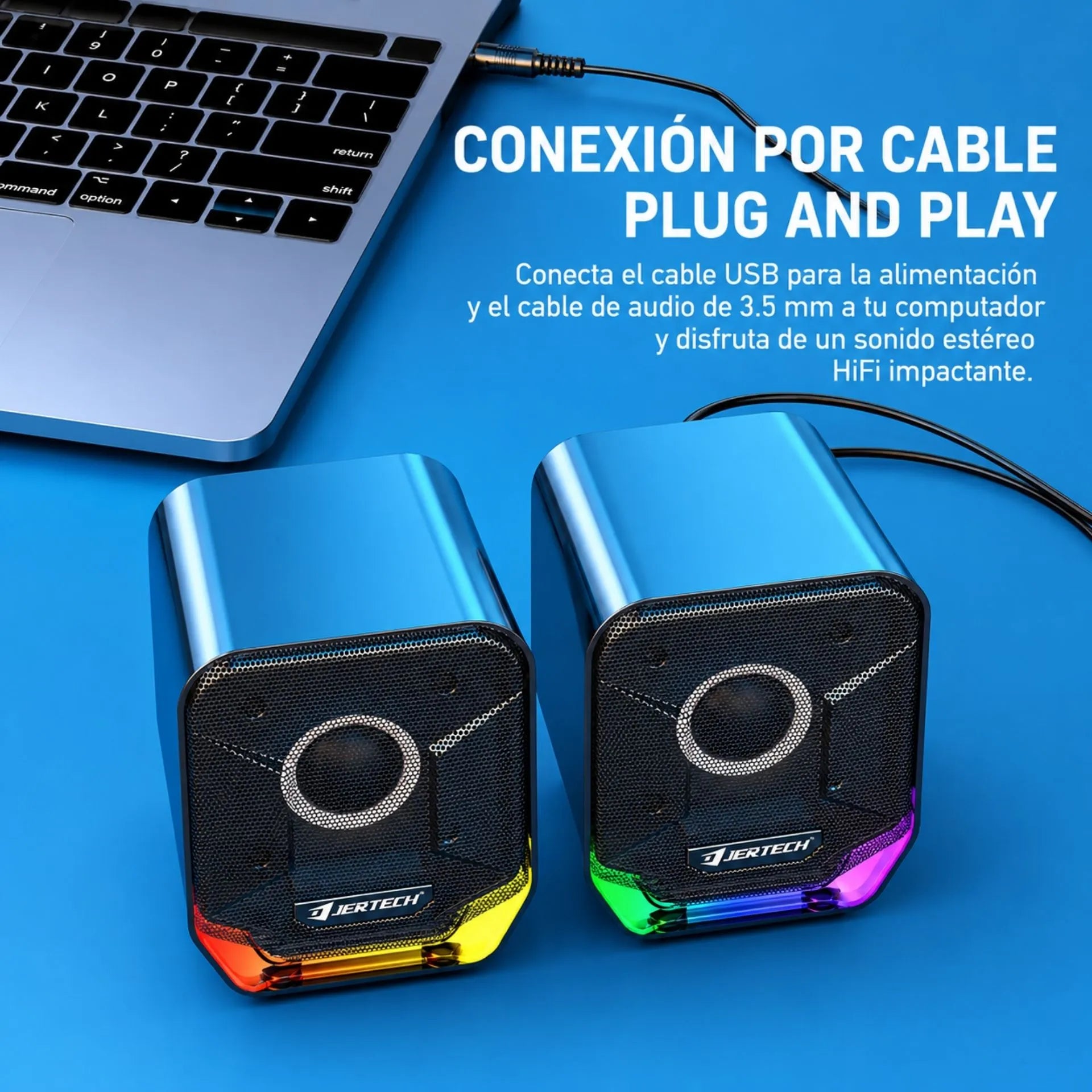 Parlantes Multimedia USB 2.0 RGB Estéreo 10W para Computador Jertech S4