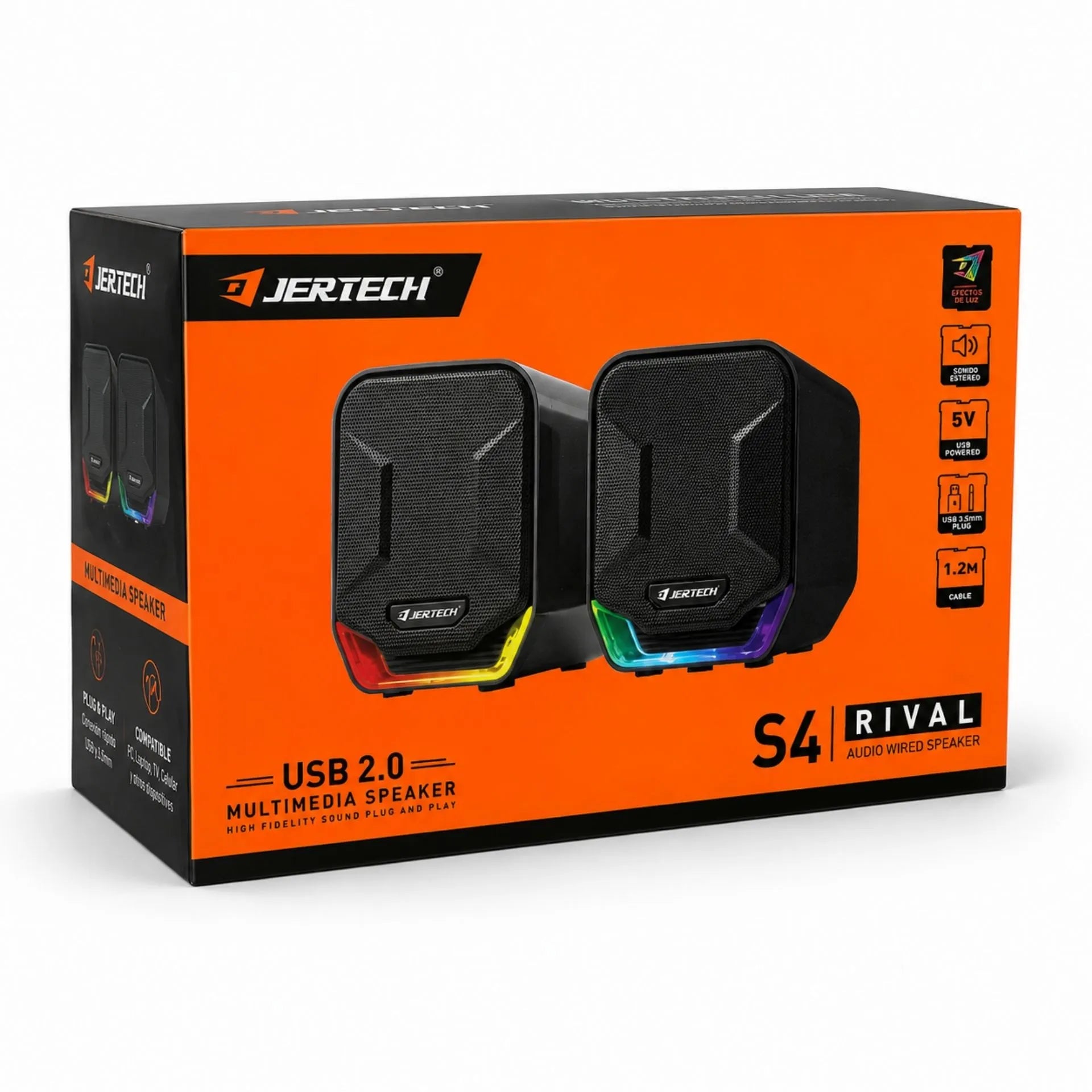 Parlantes Multimedia USB 2.0 RGB Estéreo 10W para Computador Jertech S4