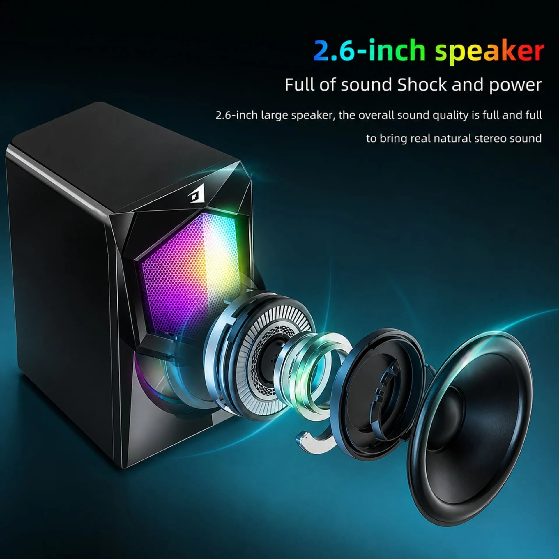 Parlantes Multimedia USB 2.0 RGB Estéreo 10W para Computador Jertech S9