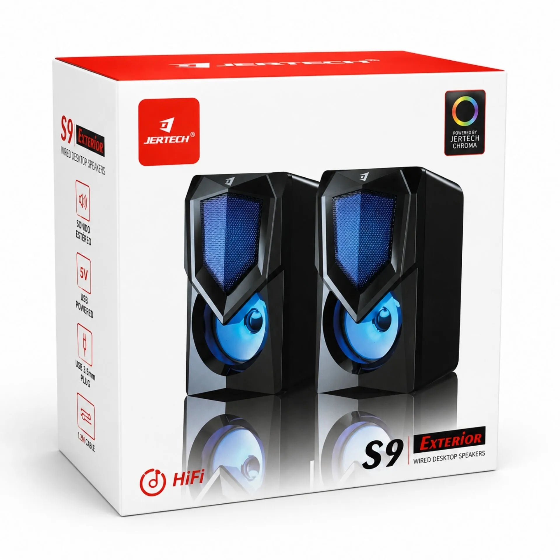 Parlantes Multimedia USB 2.0 RGB Estéreo 10W para Computador Jertech S9