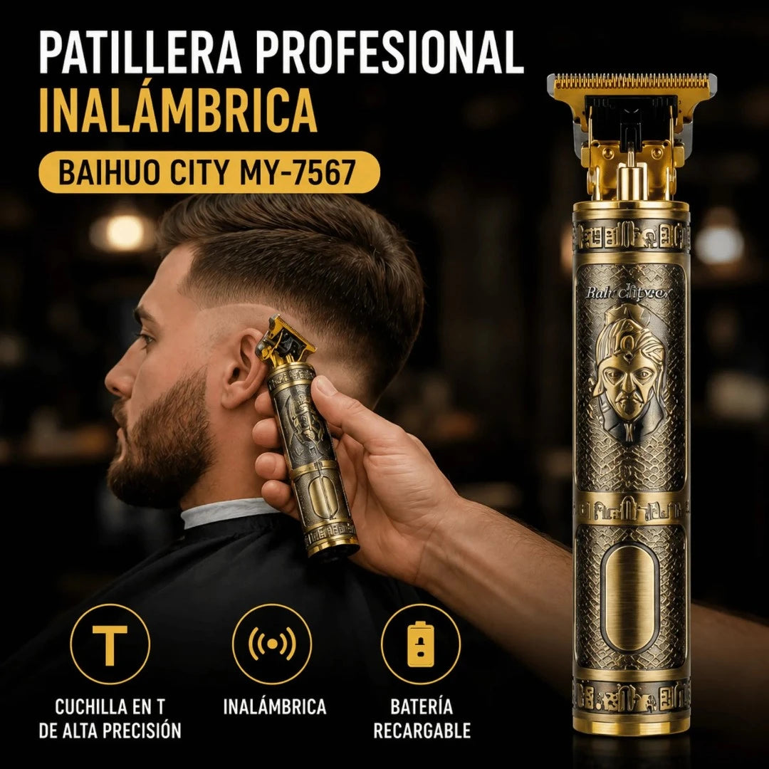 Patillera Profesional Inalámbrica Baihuo City Con Cuchilla Recargable USB MY-7567