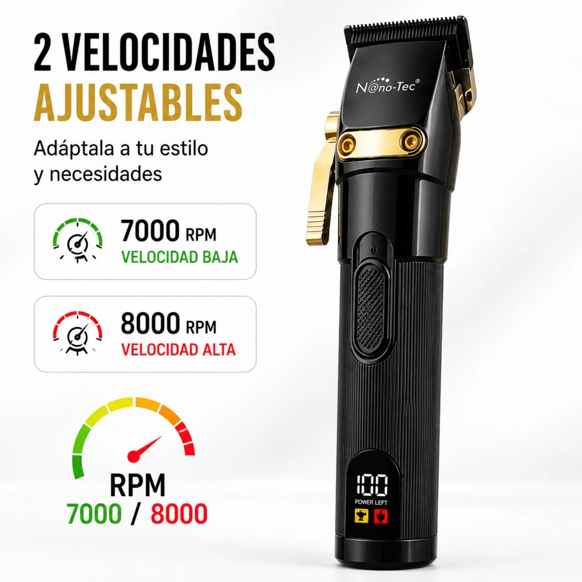 Máquina Cortadora De Cabello Recargable Con Pantalla LED Nano-Tec NT-CP653