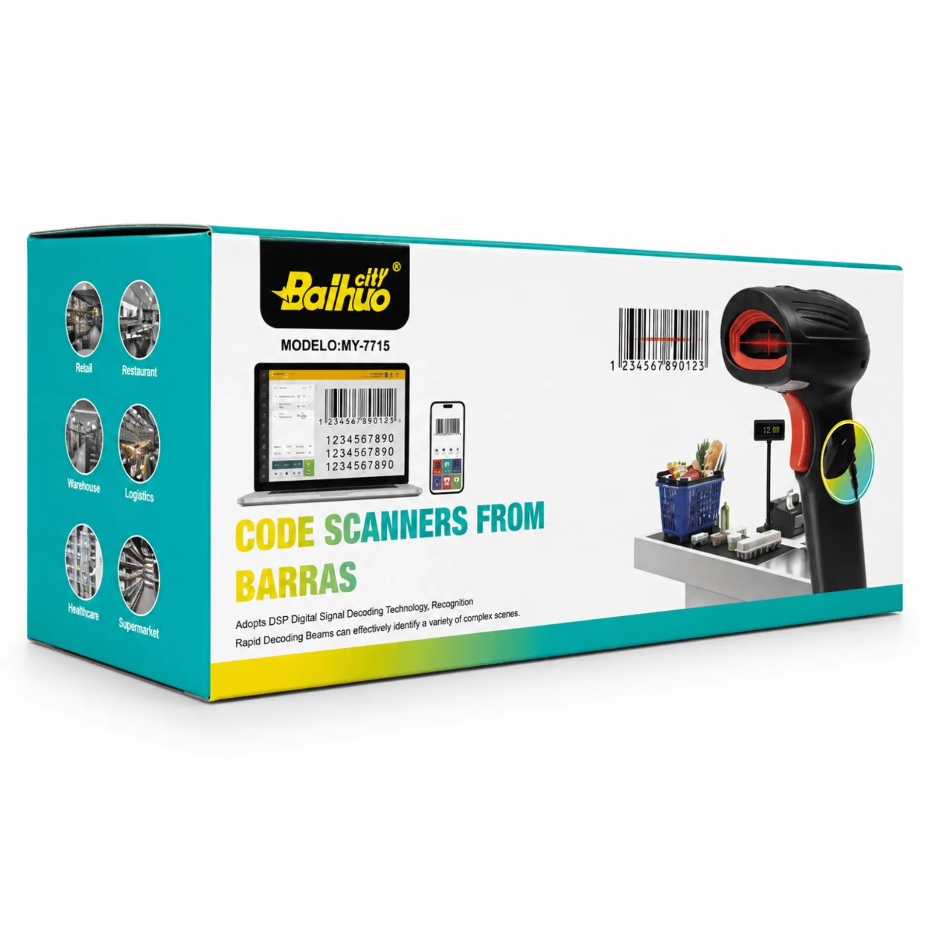 Pistola Lector De Código De Barras USB Plug & Play Baihuo City MY-7715