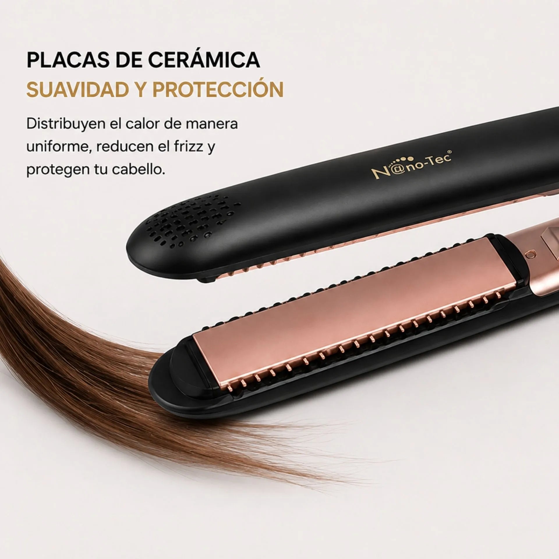 Plancha Alisadora Profesional Nano-Tec Con Pantalla LED, Placas De Cerámica NT-PC681