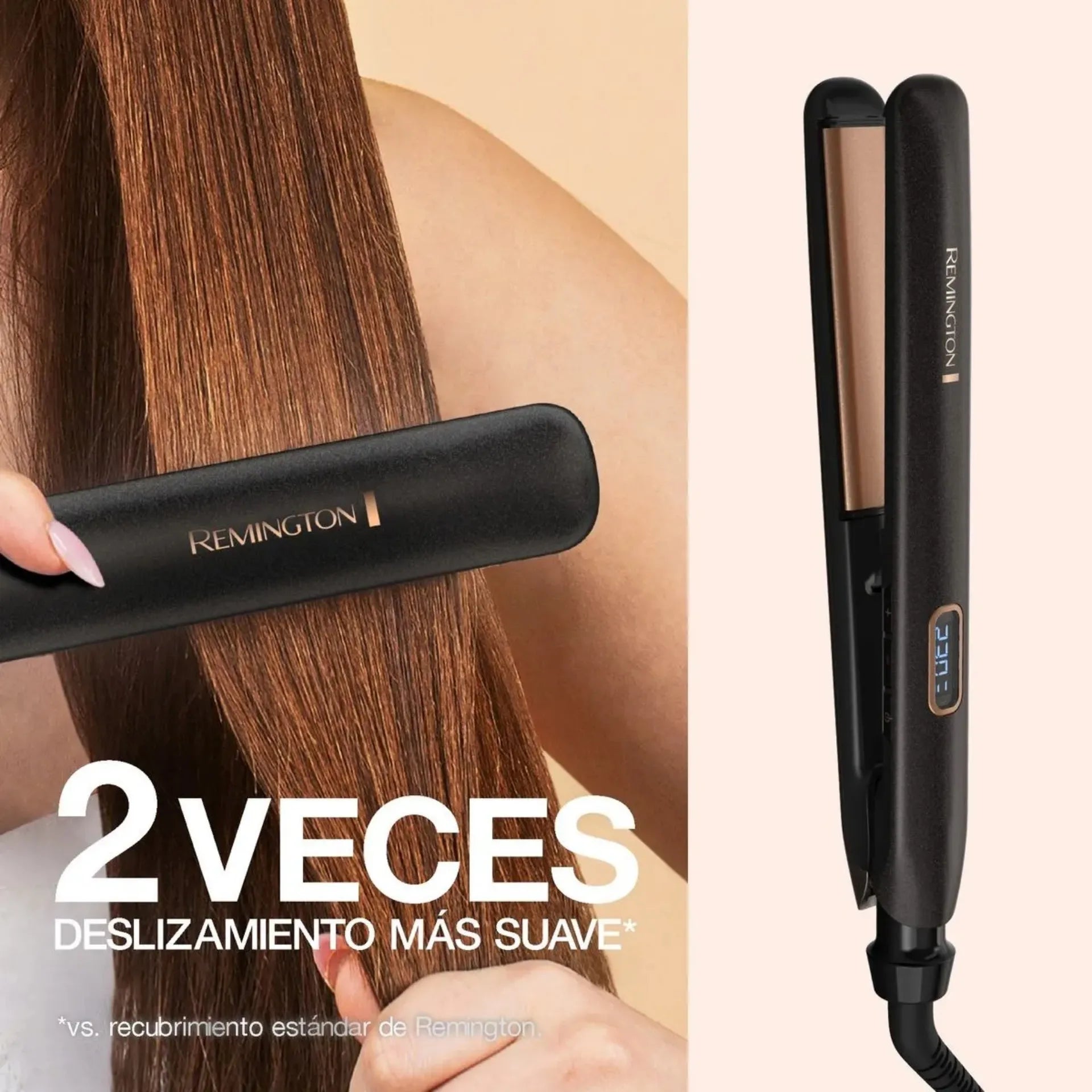 Plancha Alisadora Remington Almond Radiance Con Aceite De Almendras Y Pantalla LCD S17A