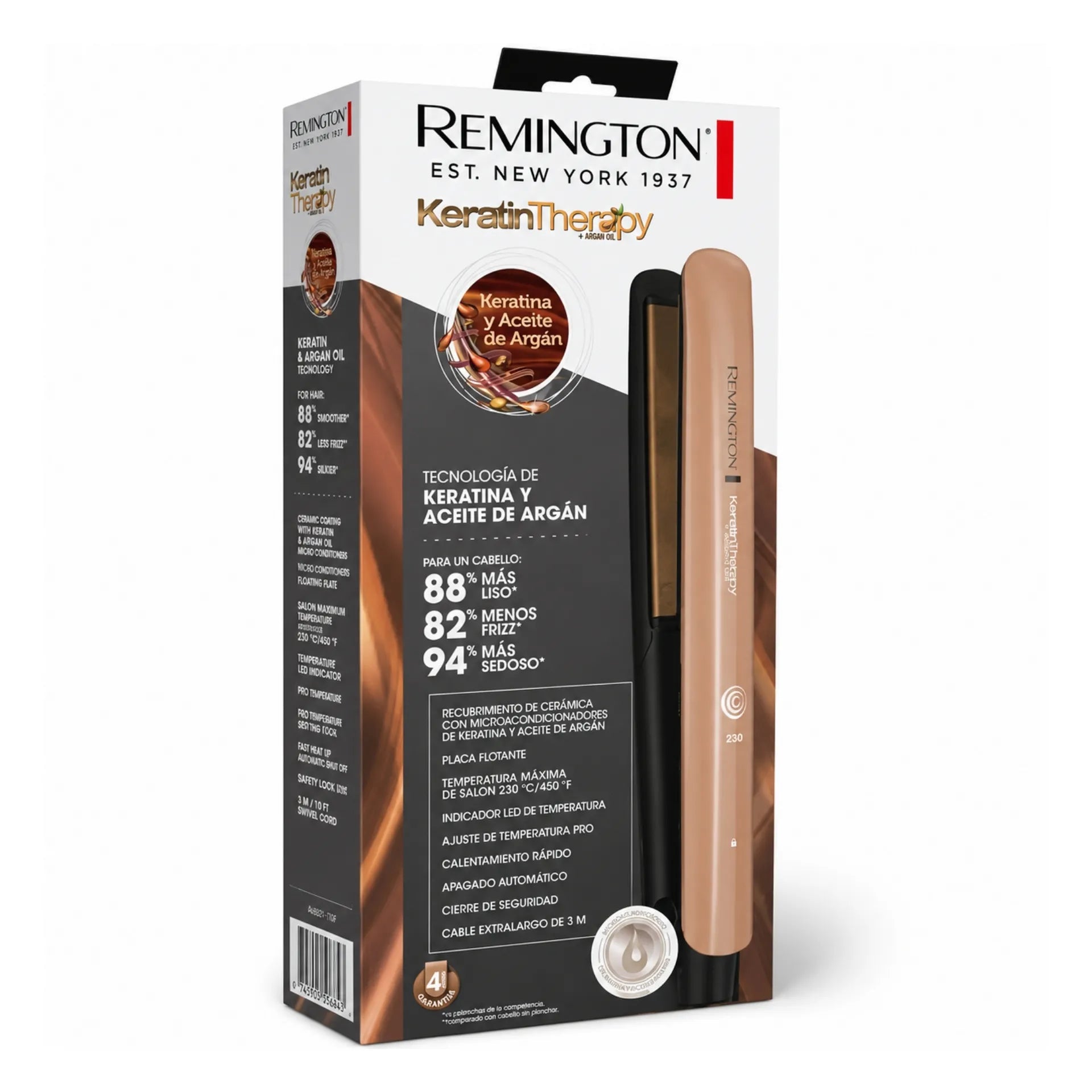 Plancha Alisadora Remington Keratina Therapy Con Placas Cerámicas Y Pantalla LED S8599