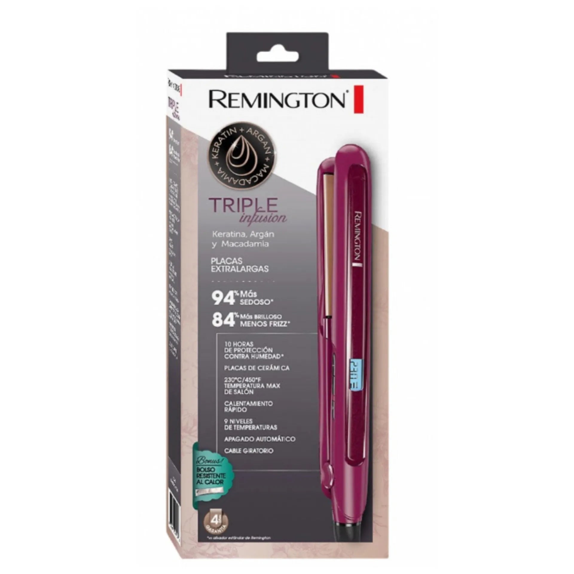 Plancha Alisadora Remington Triple Infusion Con Keratina Argán Y Macadamia S7740