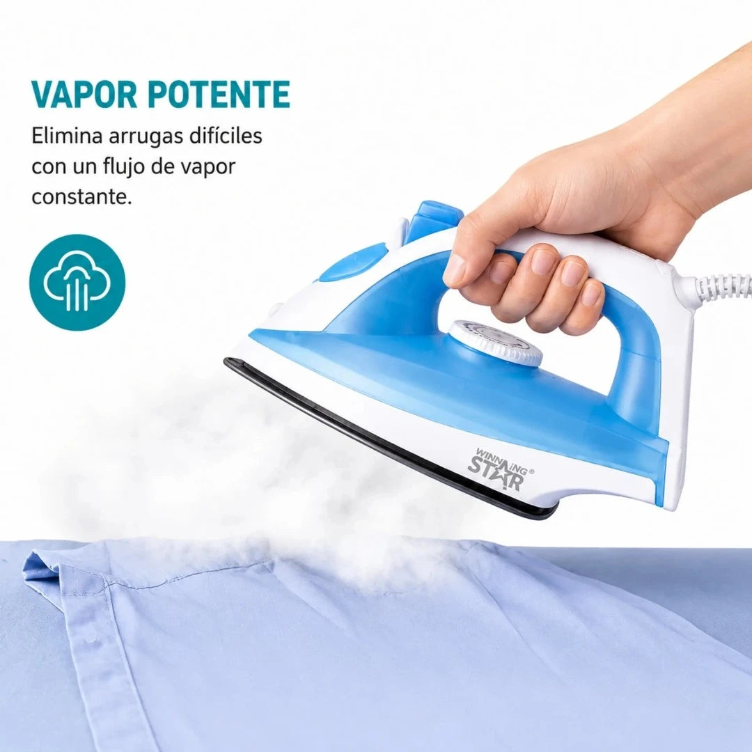 Plancha A Vapor Winning Star 1000W Con Base De Cerámica Antiadherente ST-2022