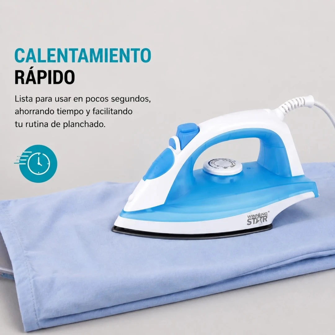 Plancha A Vapor Winning Star 1000W Con Base De Cerámica Antiadherente ST-2022