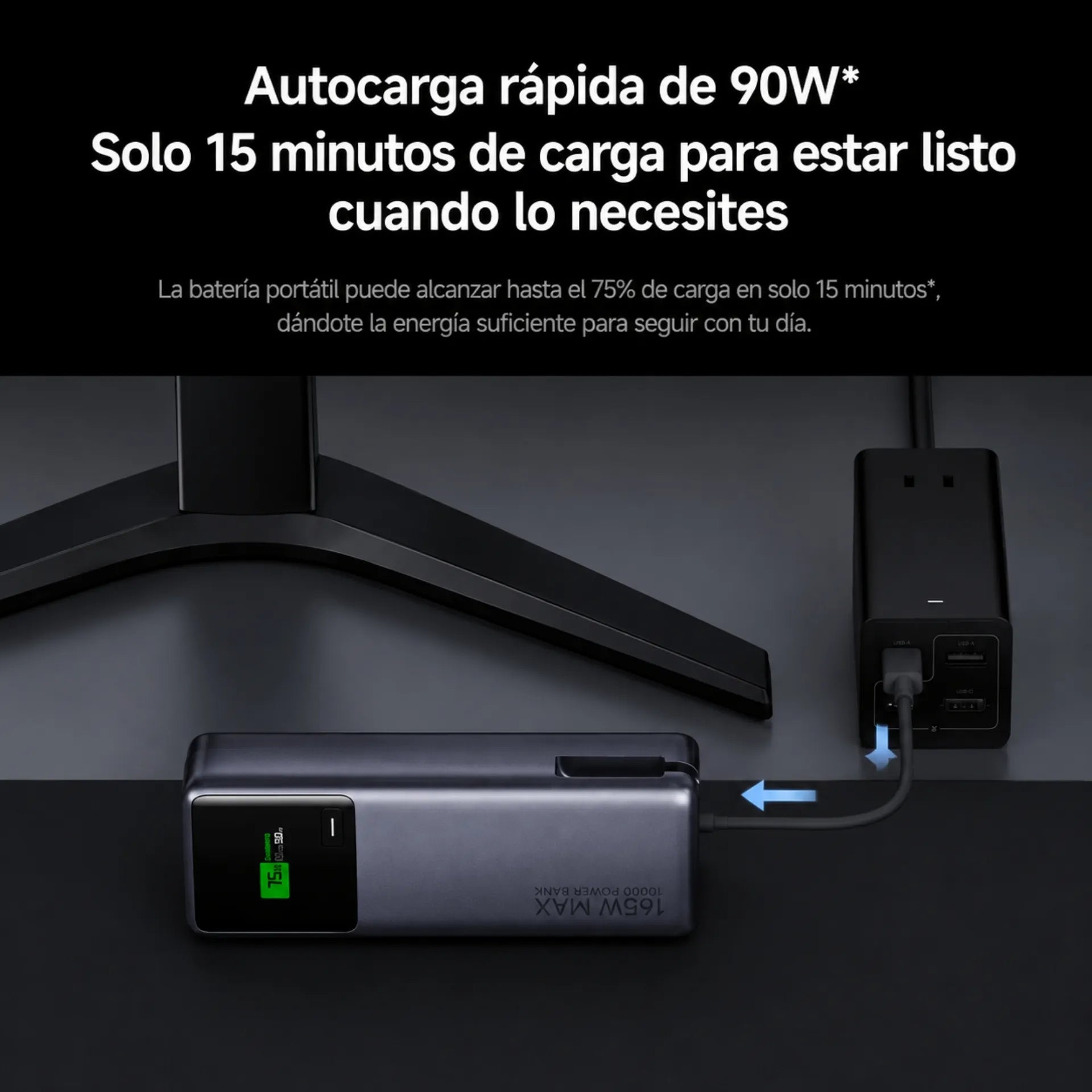 Power Bank Xiaomi HyperCharge 10000mAh 165W Con Cable USB-C Integrado Y Pantalla Inteligente BHR9361GL