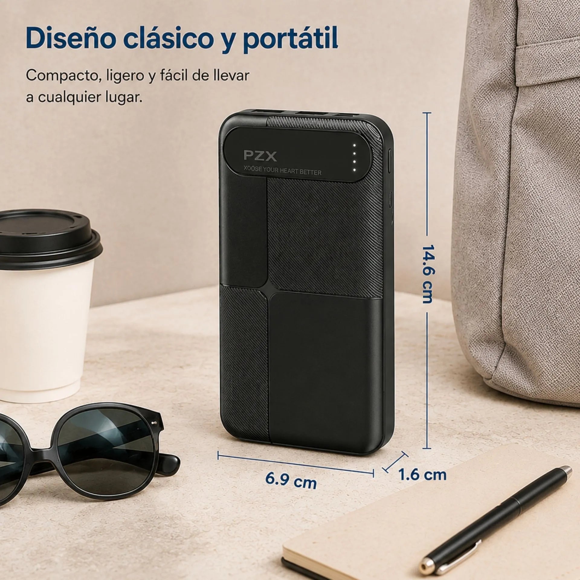 Power Bank 10.000 mAh Doble USB Y Salida Tipo C PZX V02
