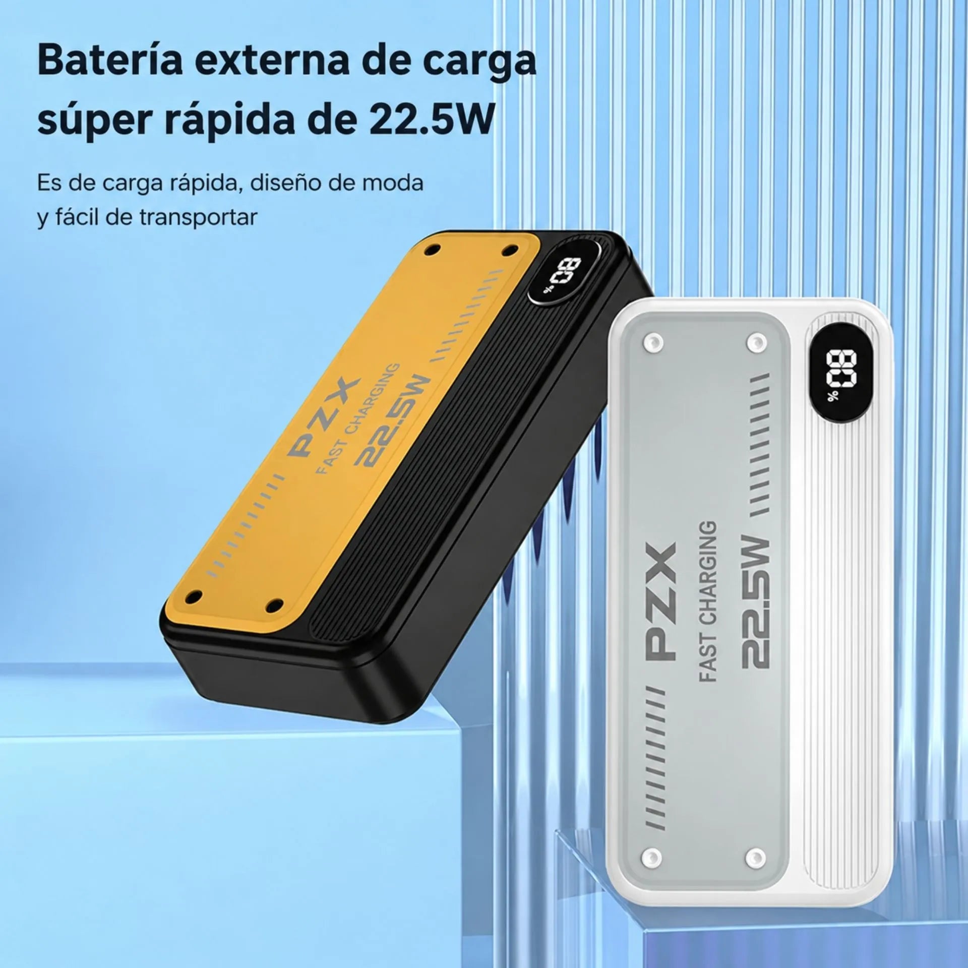 Power Bank 20.000 mAh Carga Rápida 22.5W Con Pantalla LCD PZX V76