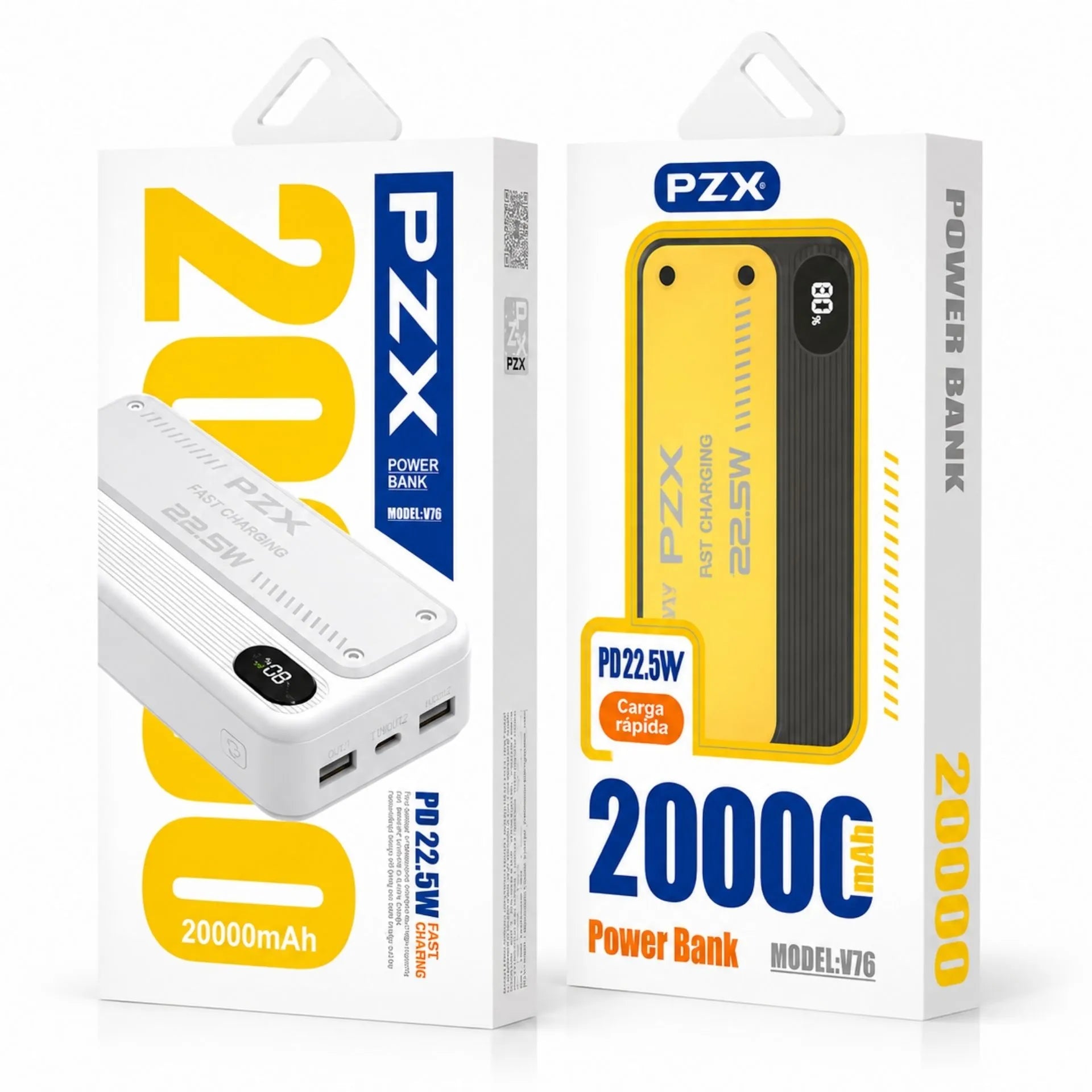 Power Bank 20.000 mAh Carga Rápida 22.5W Con Pantalla LCD PZX V76