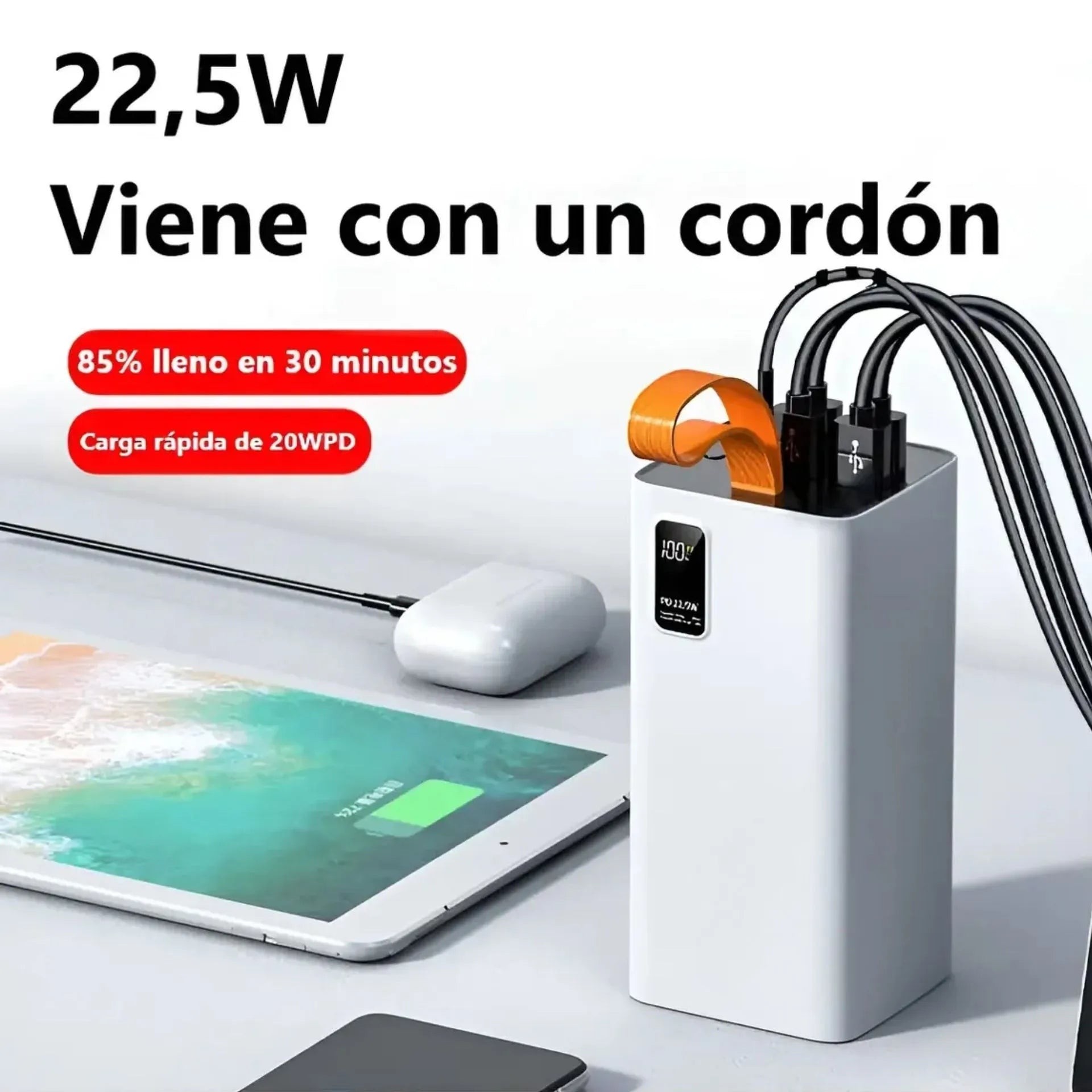 Power Bank 40.000 mAh Carga Rápida 22.5W Con Indicador De Carga LED PZX V78