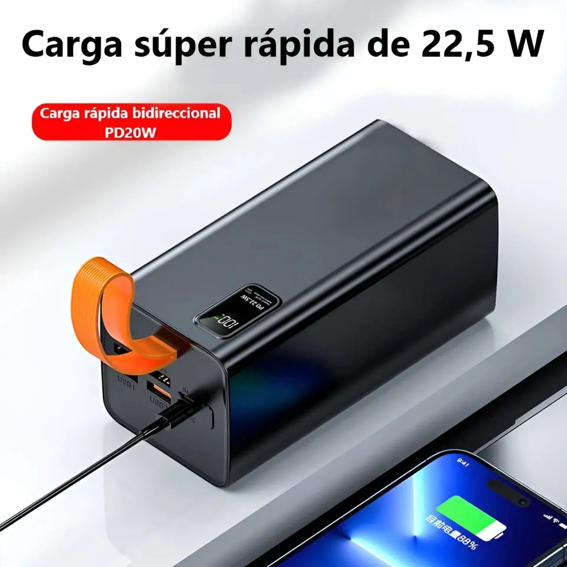 Power Bank 40.000 mAh Carga Rápida 22.5W Con Indicador De Carga LED PZX V78