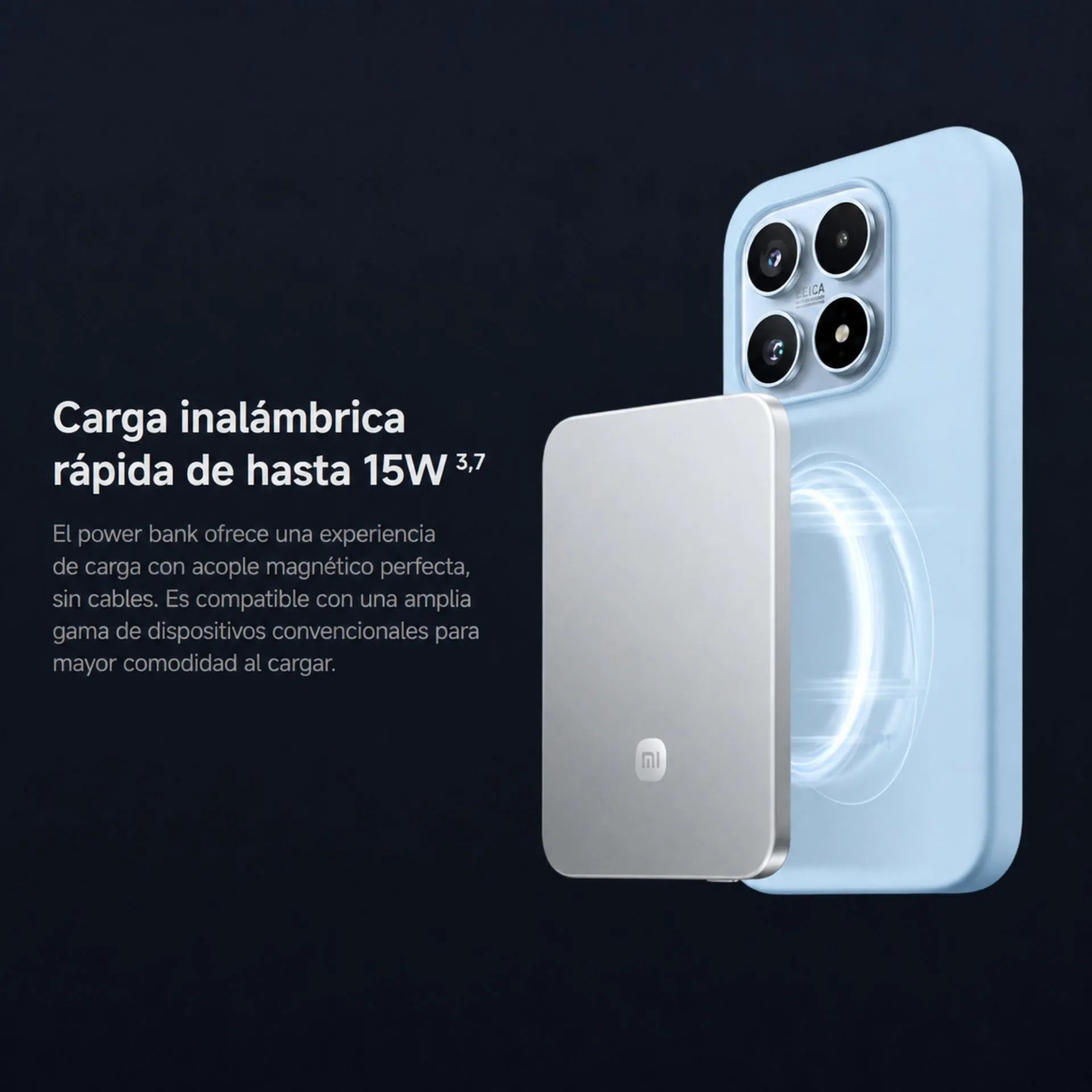 Power Bank Magnético Ultrafina 5000mAh Carga Inalámbrica 15W Y USB-C 22.5W Xiaomi