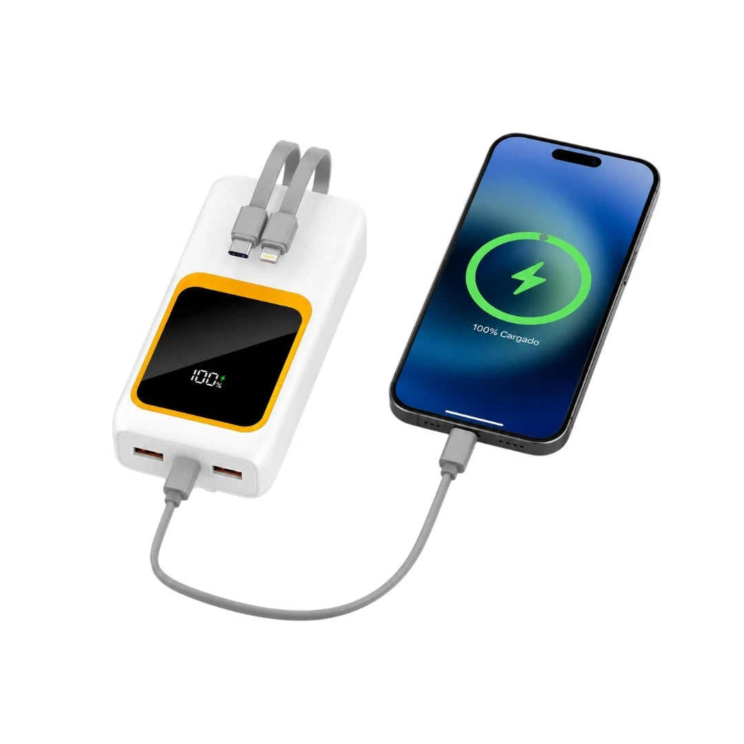 Power Bank PZX De 20.000 mAh Carga Rapida Con Pantalla Led y Cables Incorporados V27
