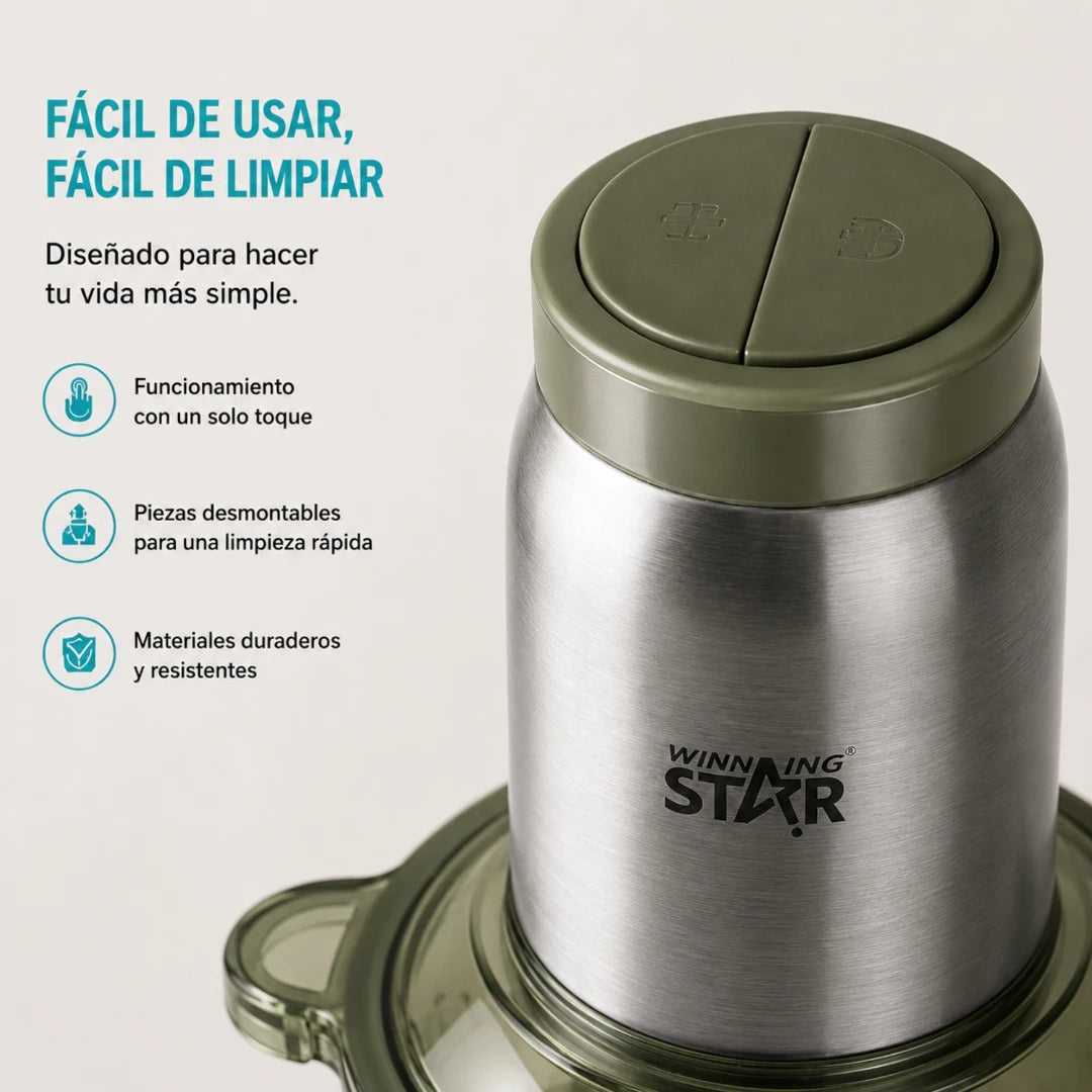 Procesador De Alimentos Winning Star 3L Con Bowl De Vidrio Y Cuchillas De Acero ST-2371