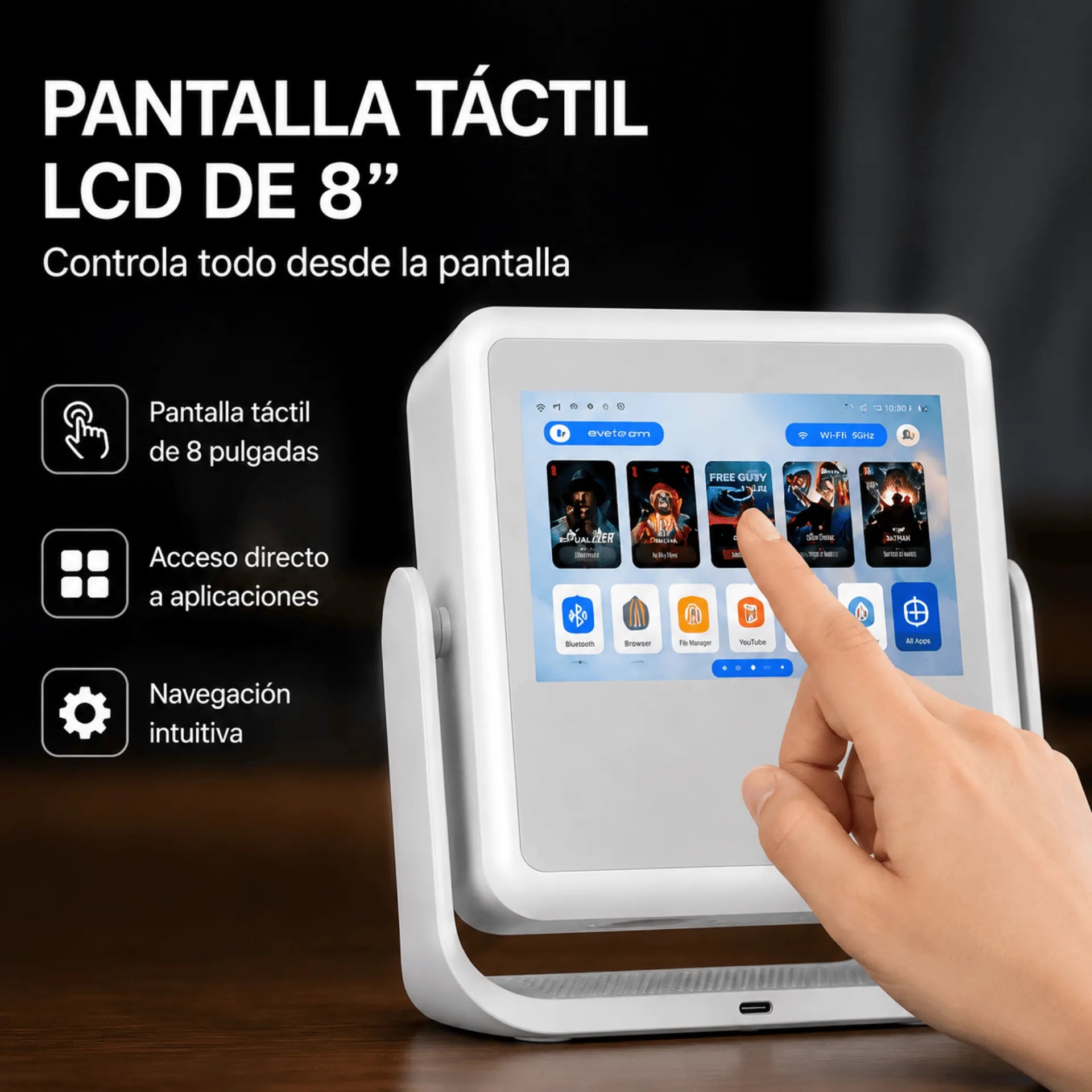 Proyector Inteligente Con Pantalla Táctil De 8 Pulgadas Y Android 12 BUDPLUS C3