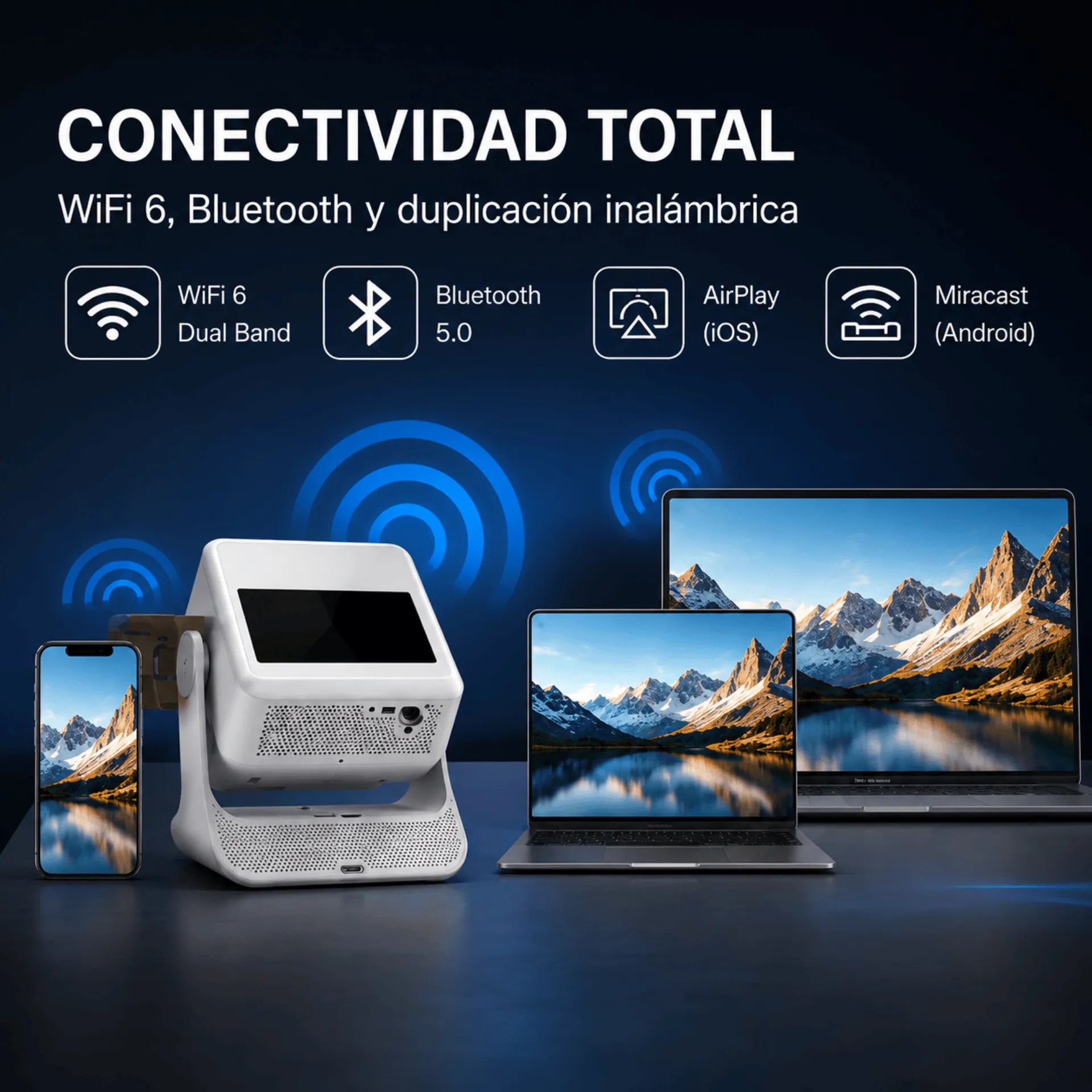 Proyector Inteligente Con Pantalla Táctil De 8 Pulgadas Y Android 12 BUDPLUS C3