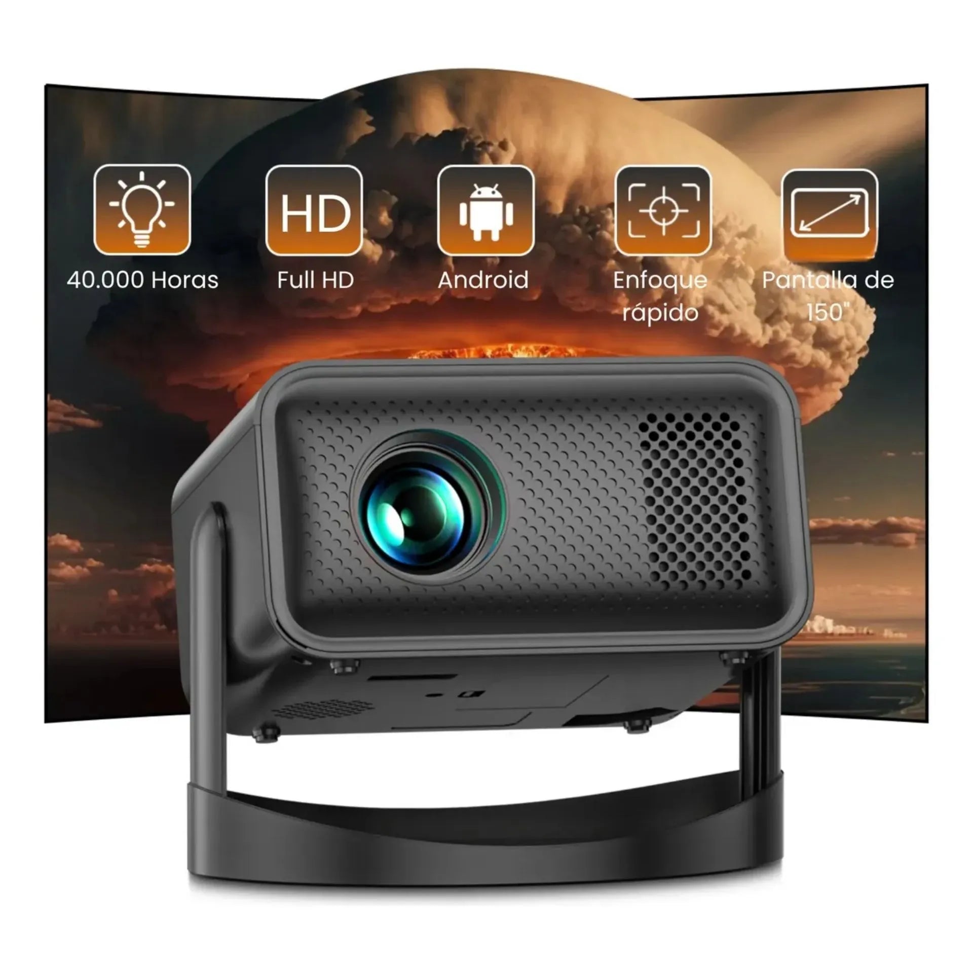 Proyector De Imagen Android 13 Con 300 ANSI Lumens Y Soporte Giroscópico V18