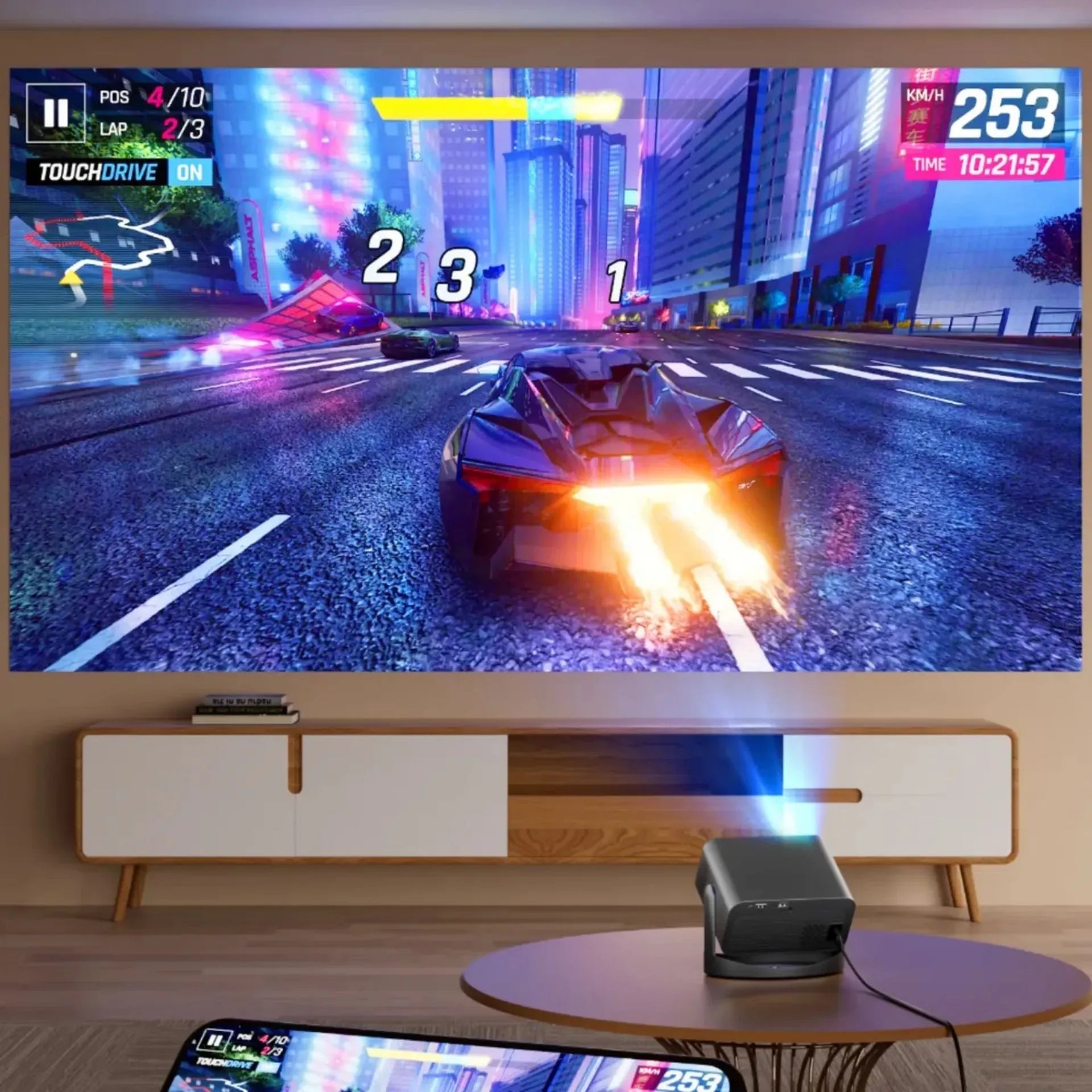Proyector De Imagen Android 13 Con 300 ANSI Lumens Y Soporte Giroscópico V18
