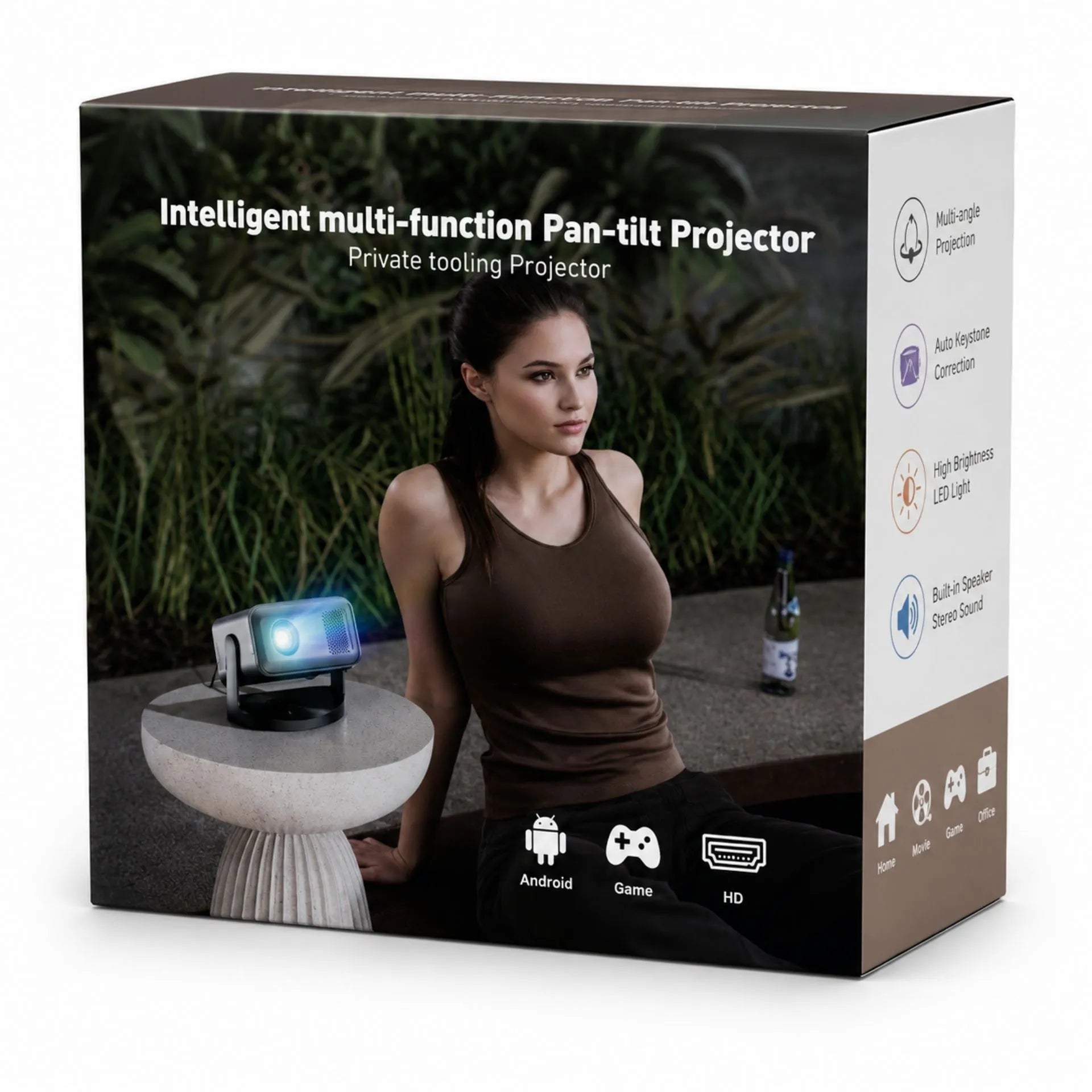 Proyector De Imagen Android 13 Con 300 ANSI Lumens Y Soporte Giroscópico V18