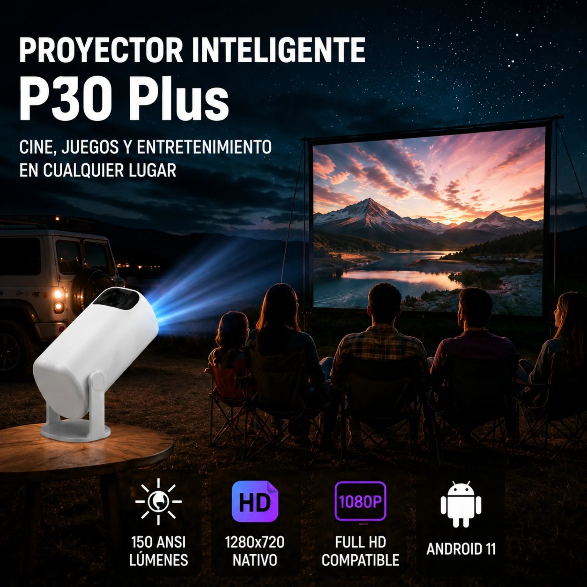 Proyector De Imagen Con Juegos Con 150 Ansi Lumines Con Resolucion HD P30 PLUS