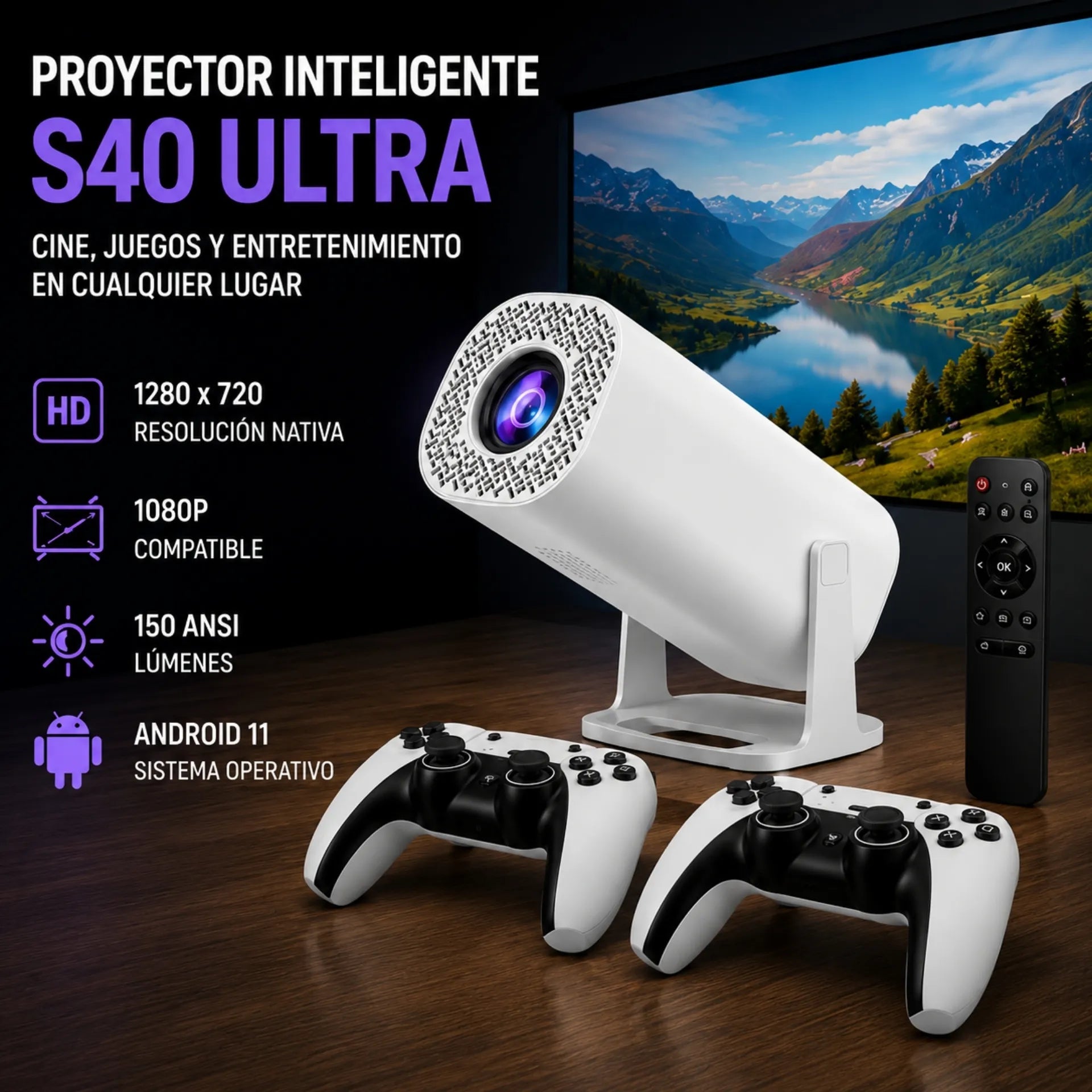 Proyector Con Sistema Operativo Android Con Juegos S40 ULTRA