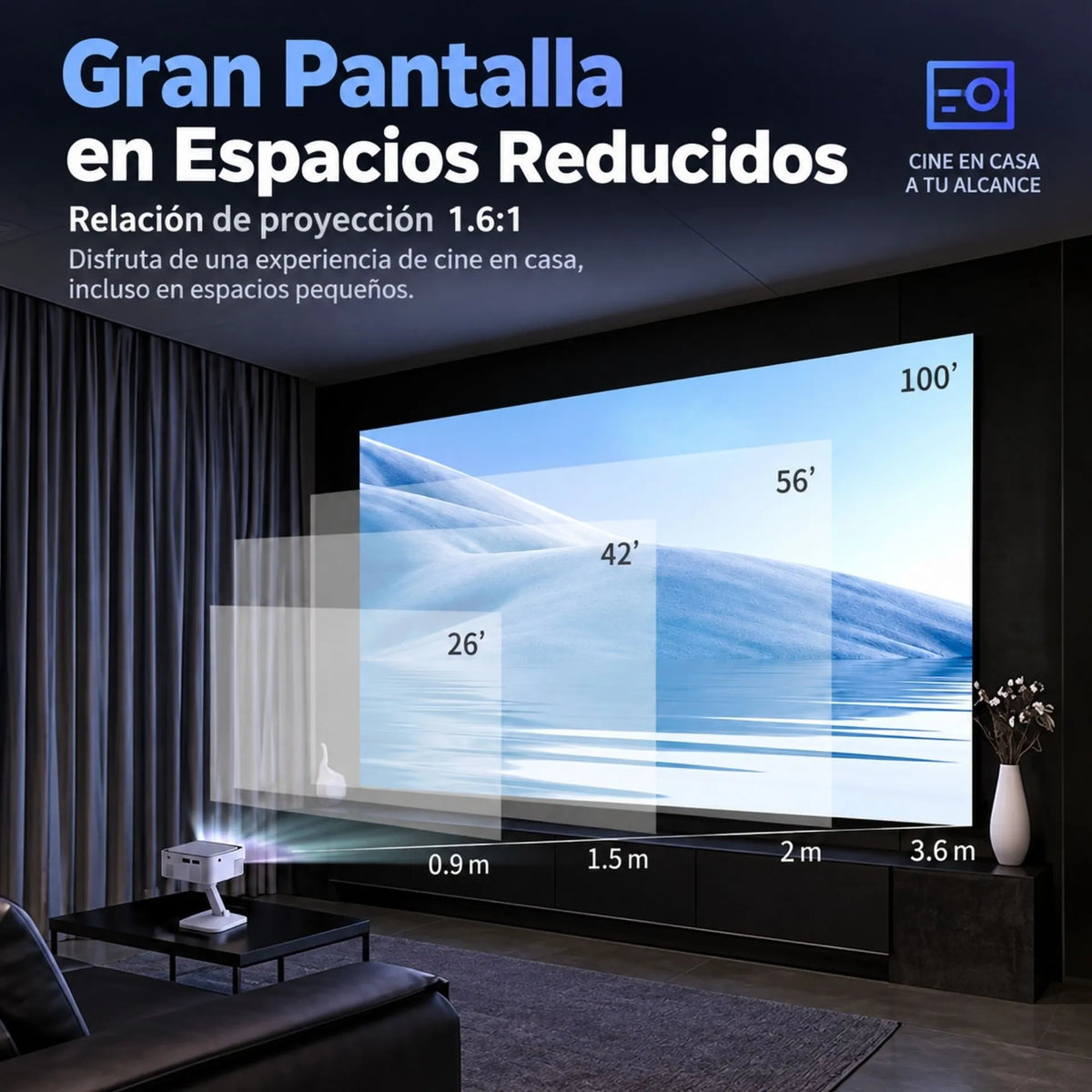 Proyector De Imagen Tradicional Con WiFi Trípode Proyección De Hasta 150 Pulgadas T3