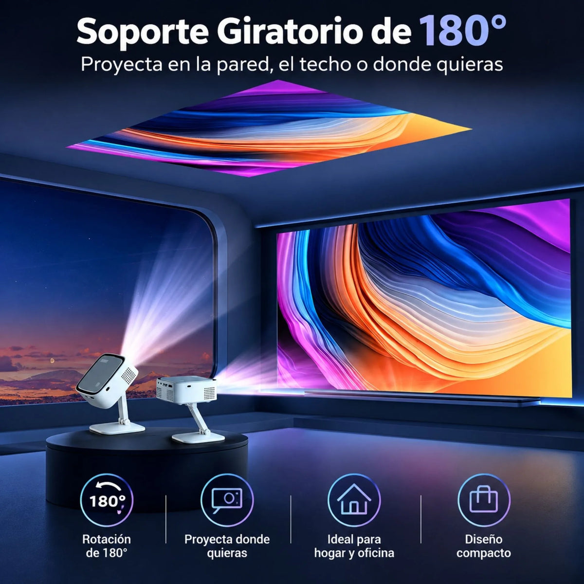 Proyector De Imagen Tradicional Con WiFi Trípode Proyección De Hasta 150 Pulgadas T3