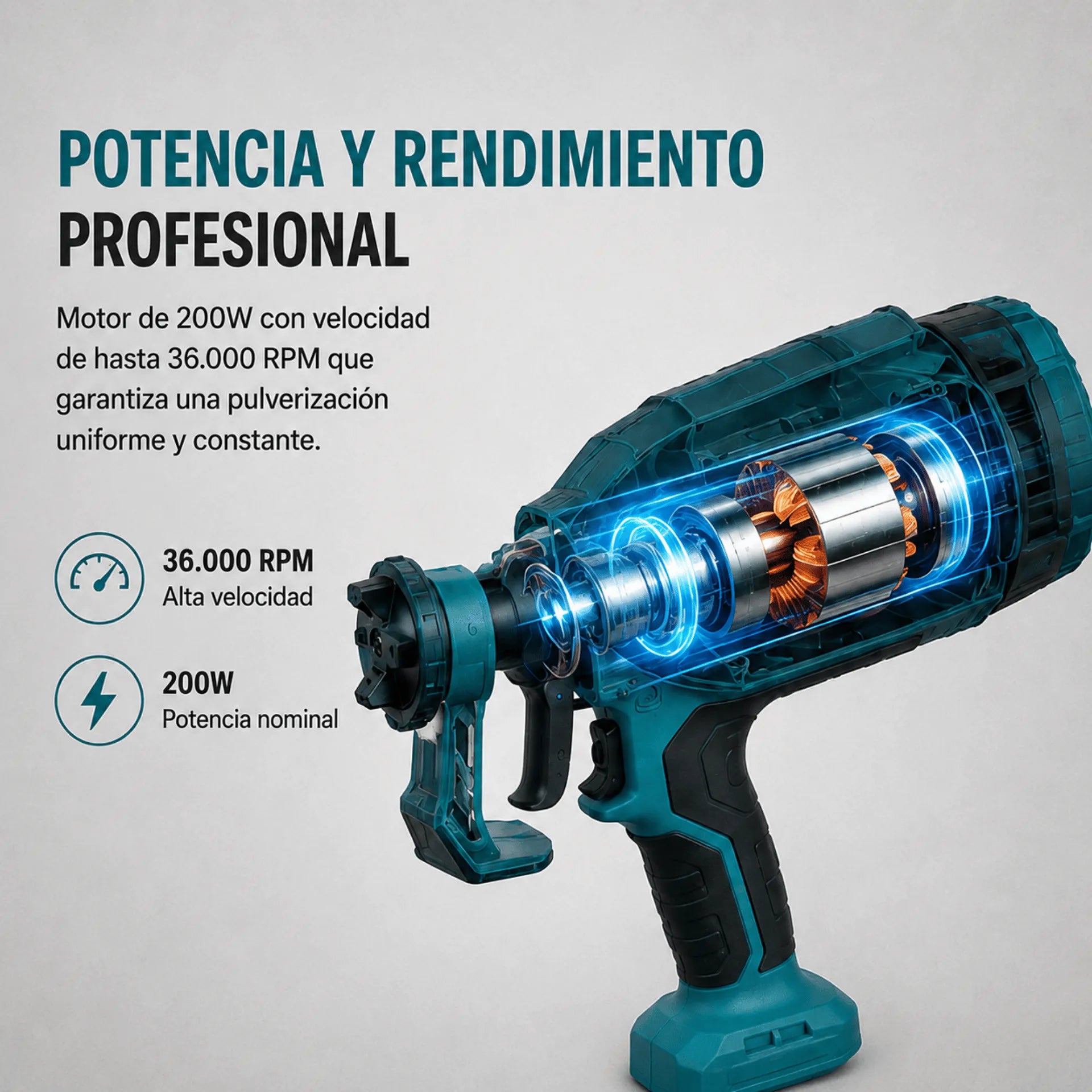 Pistola De Pintura Pulverizador Inalámbrico 200W Con Doble Batería Y Depósito De 1000 ml AE0057